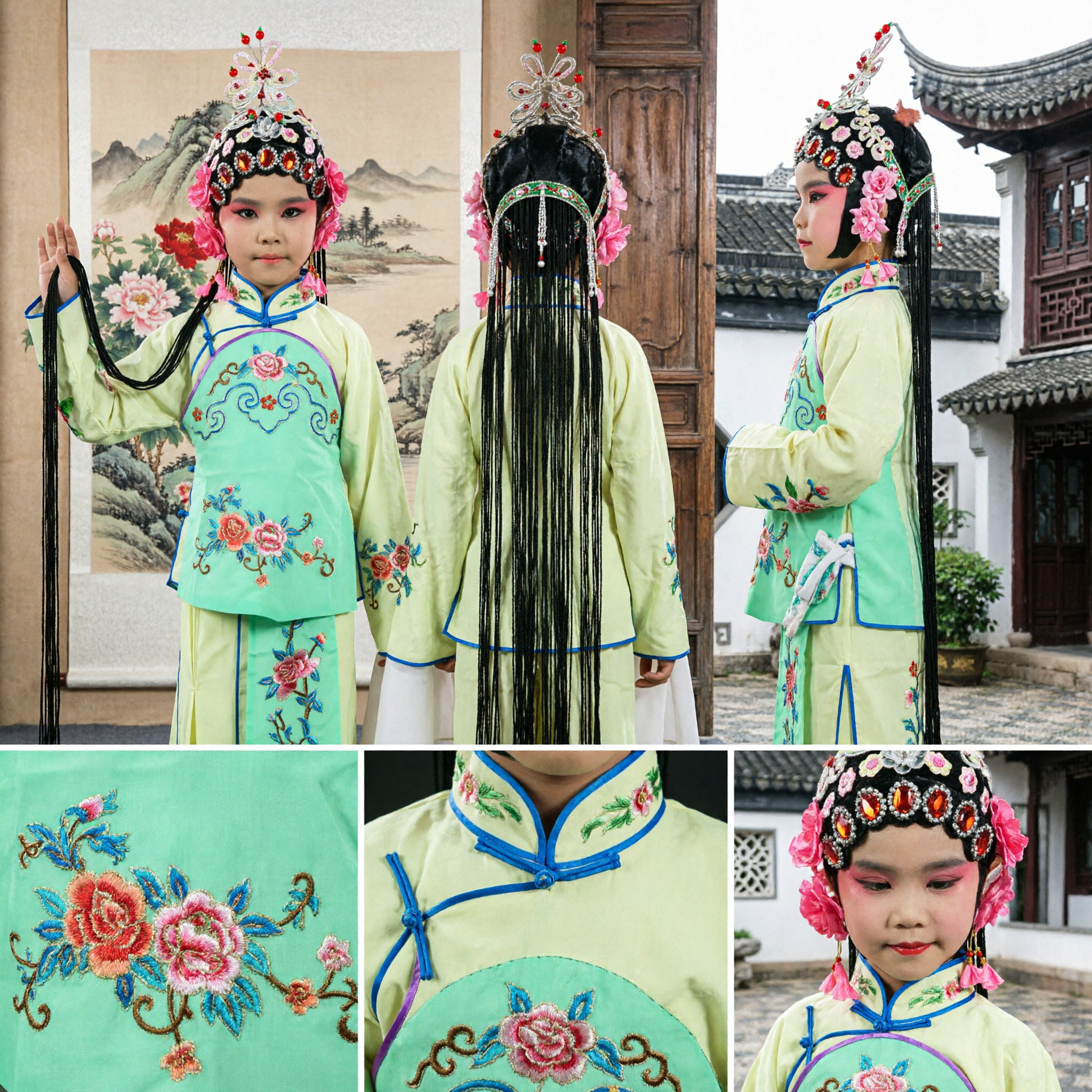 Traditional Chinese Beijing Opera Costume for Kids Complete Set Hua Dan Stage Performance Dress Up Outfit - Asian Costume