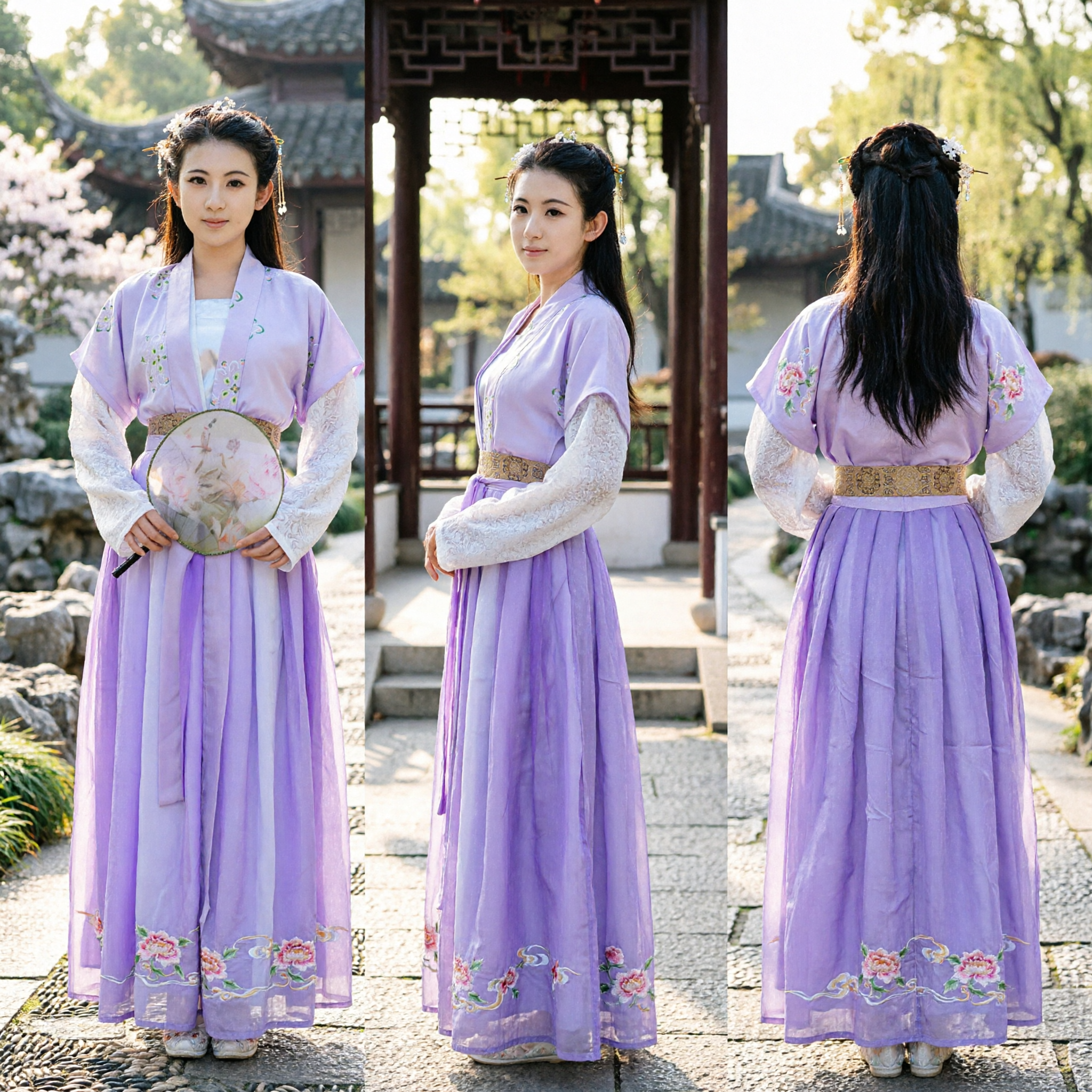 Elegant Purple Traditional Chinese Hanfu Ancient Costume Women's Embroidered Fairy Dress for Photography and Cosplay - Asian Costume