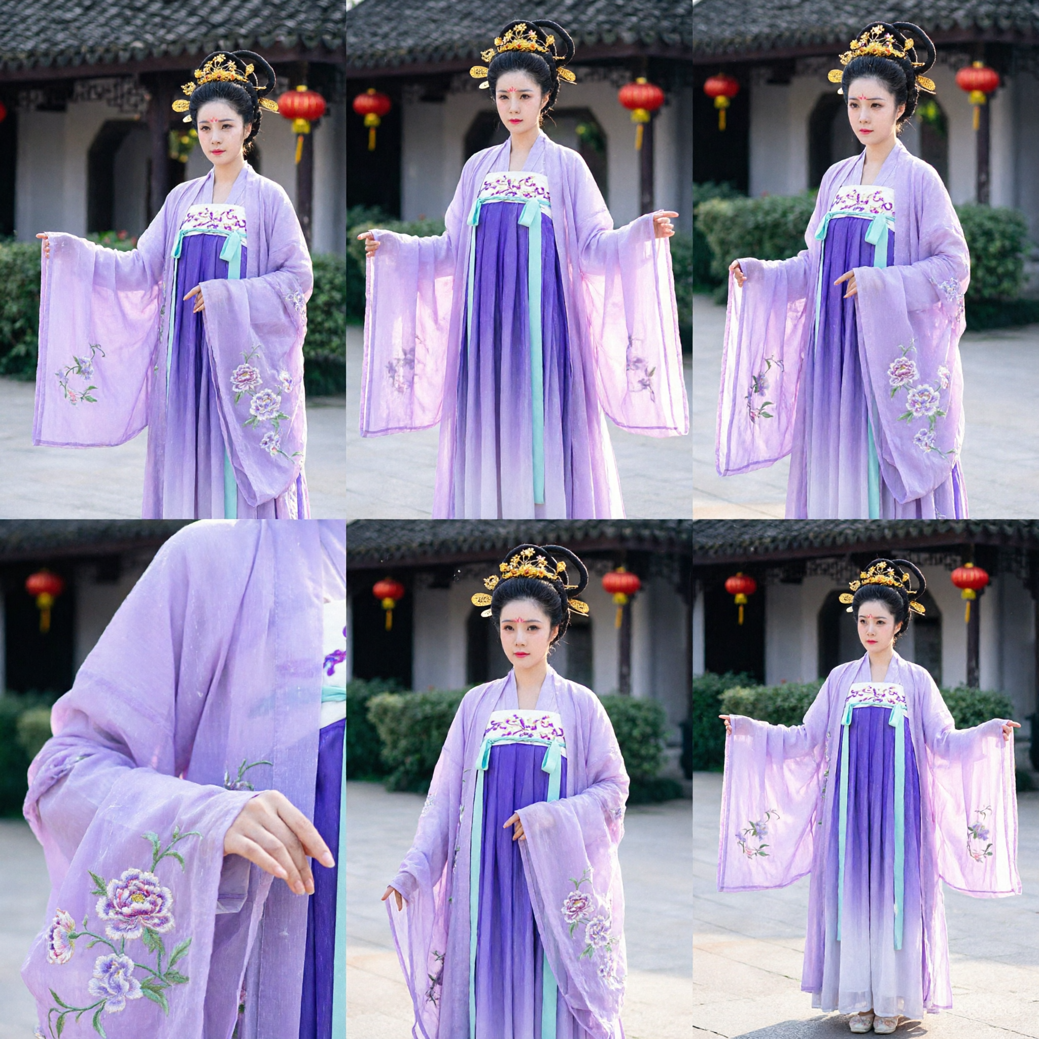 Elegant Purple Traditional Chinese Hanfu Tang Dynasty Palace Costume Ancient Fairy Dress for Women Cosplay Performance - Asian Costume