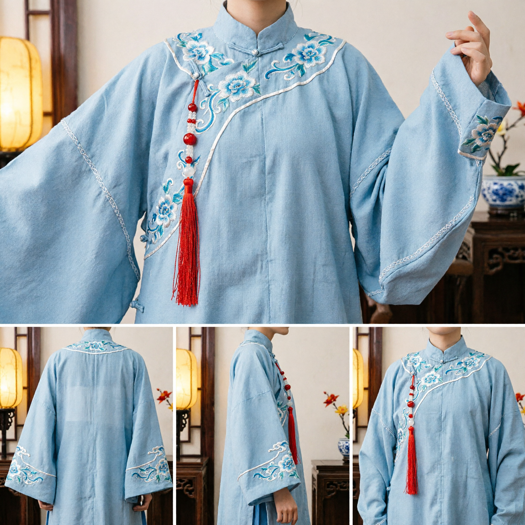 Traditional Chinese Gold Hairpin with Red Tassels and Pearls Hanfu Hair Stick for Women Ancient Palace Wedding Accessory - Asian Costume