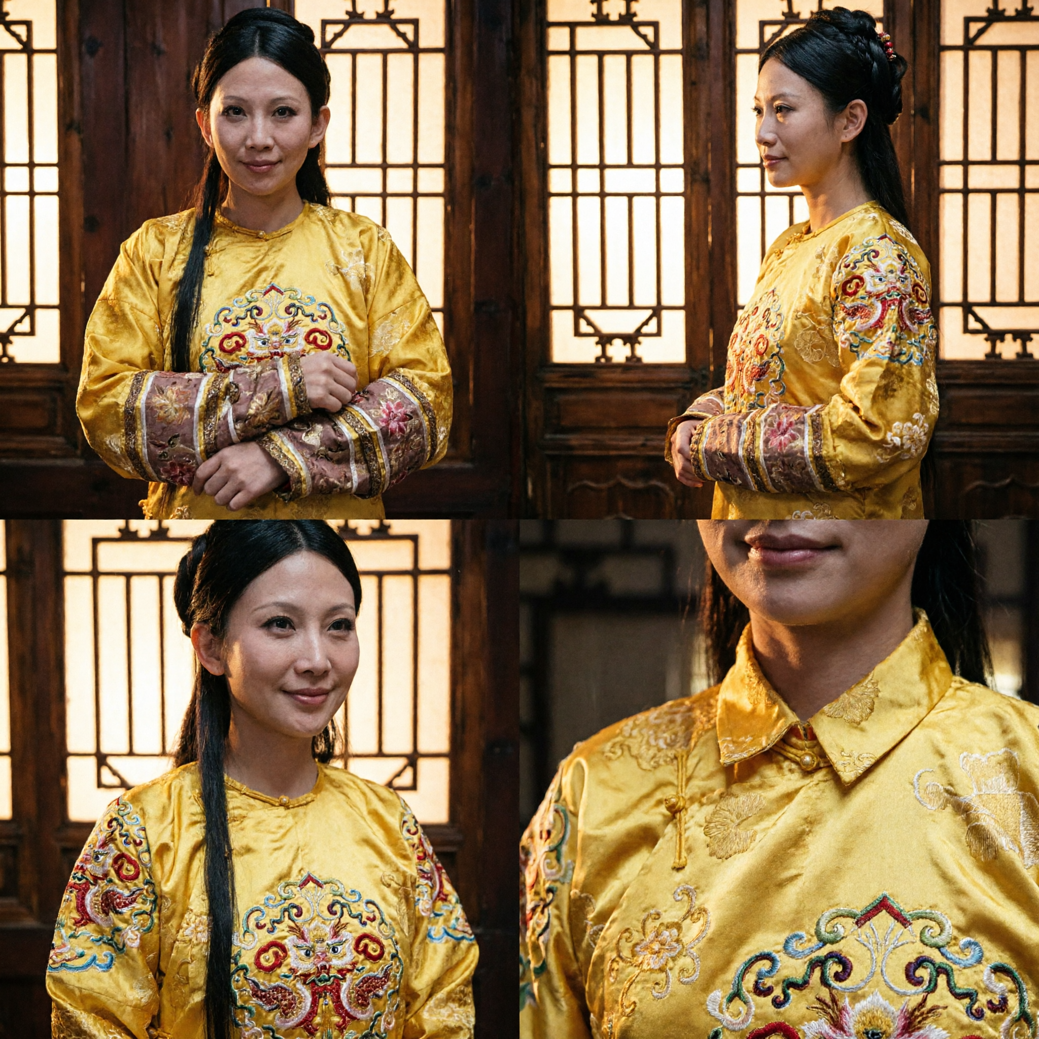 Ancient Chinese Qing Dynasty Palace Lady Costume Yellow Traditional Empress Robe for Women Cosplay - Asian Costume