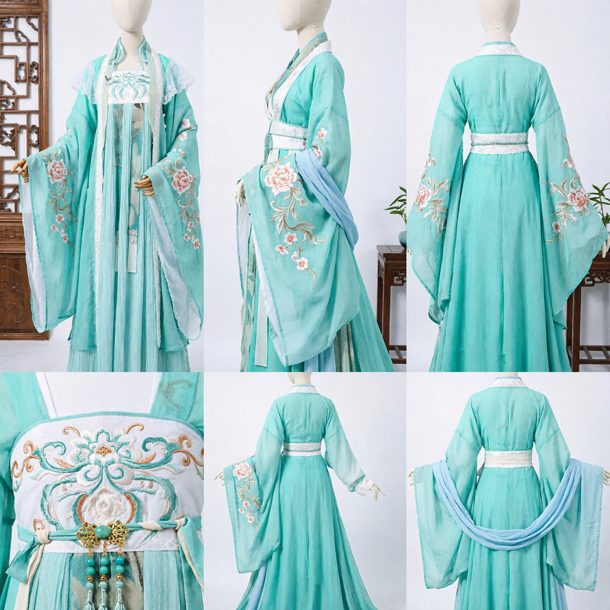 Elegant Teal Ancient Chinese Hanfu Fairy Costume Traditional Dress for Women Cosplay Performance - Asian Costume