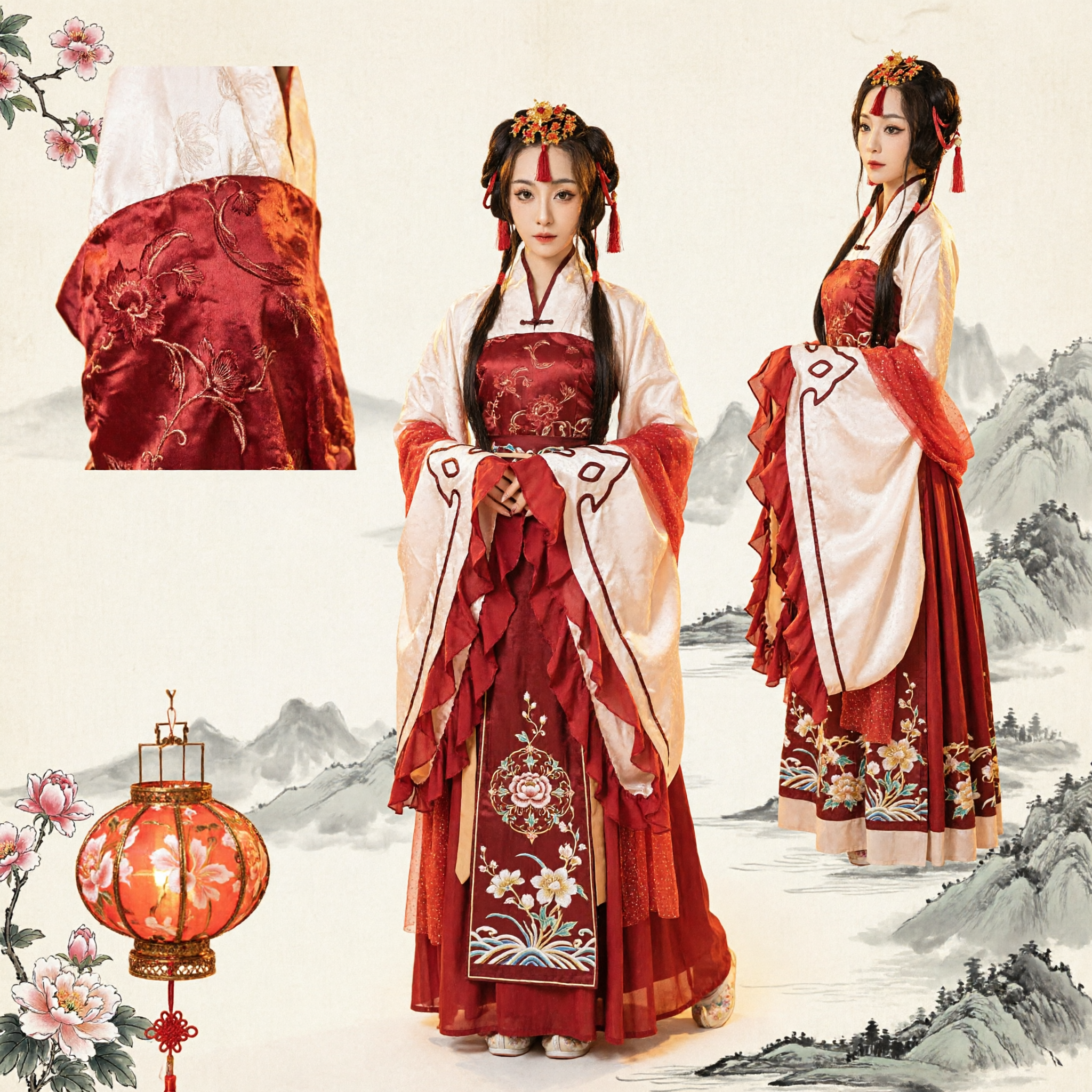 Traditional Chinese Hanfu Ancient Palace Lady Red Wedding Dress Elegant Cosplay Costume for Women - Asian Costume