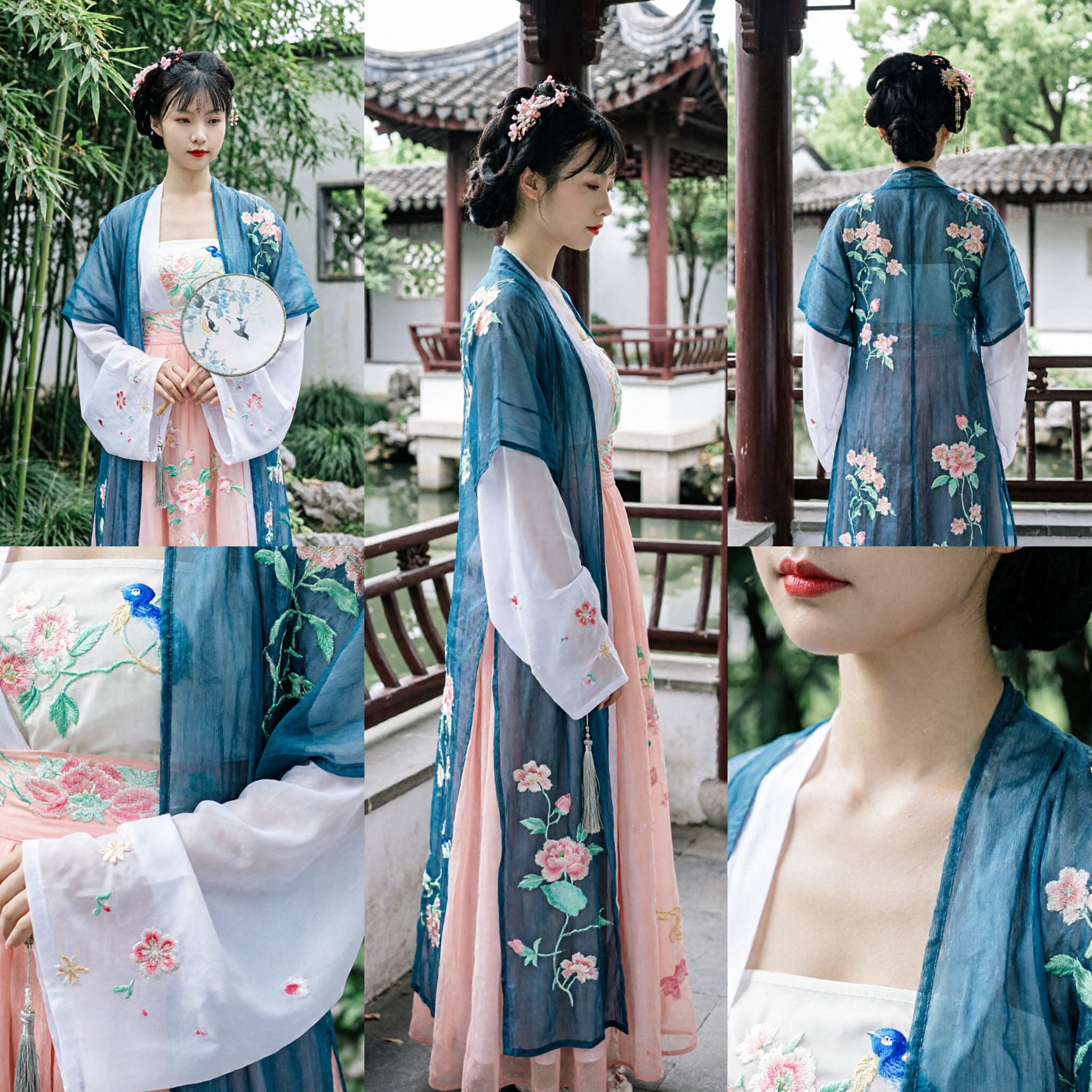 Traditional Chinese Hanfu Ancient Costume Embroidered Ruqun Set Tang Dynasty Style Fairy Dress for Women - Asian Costume
