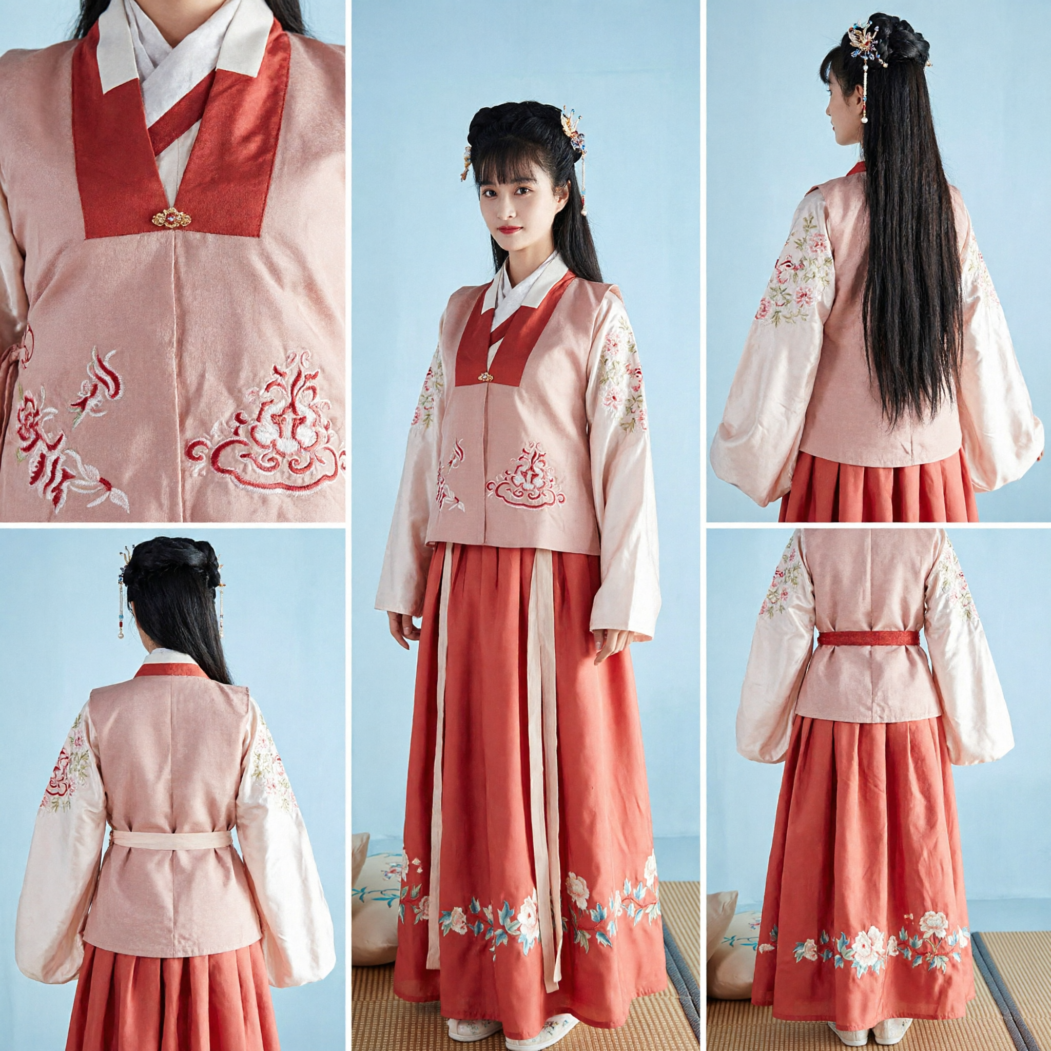 Traditional Chinese Hanfu for Women Ming Dynasty Style Embroidered Ruqun Set Ancient Costume for Daily Wear - Asian Costume