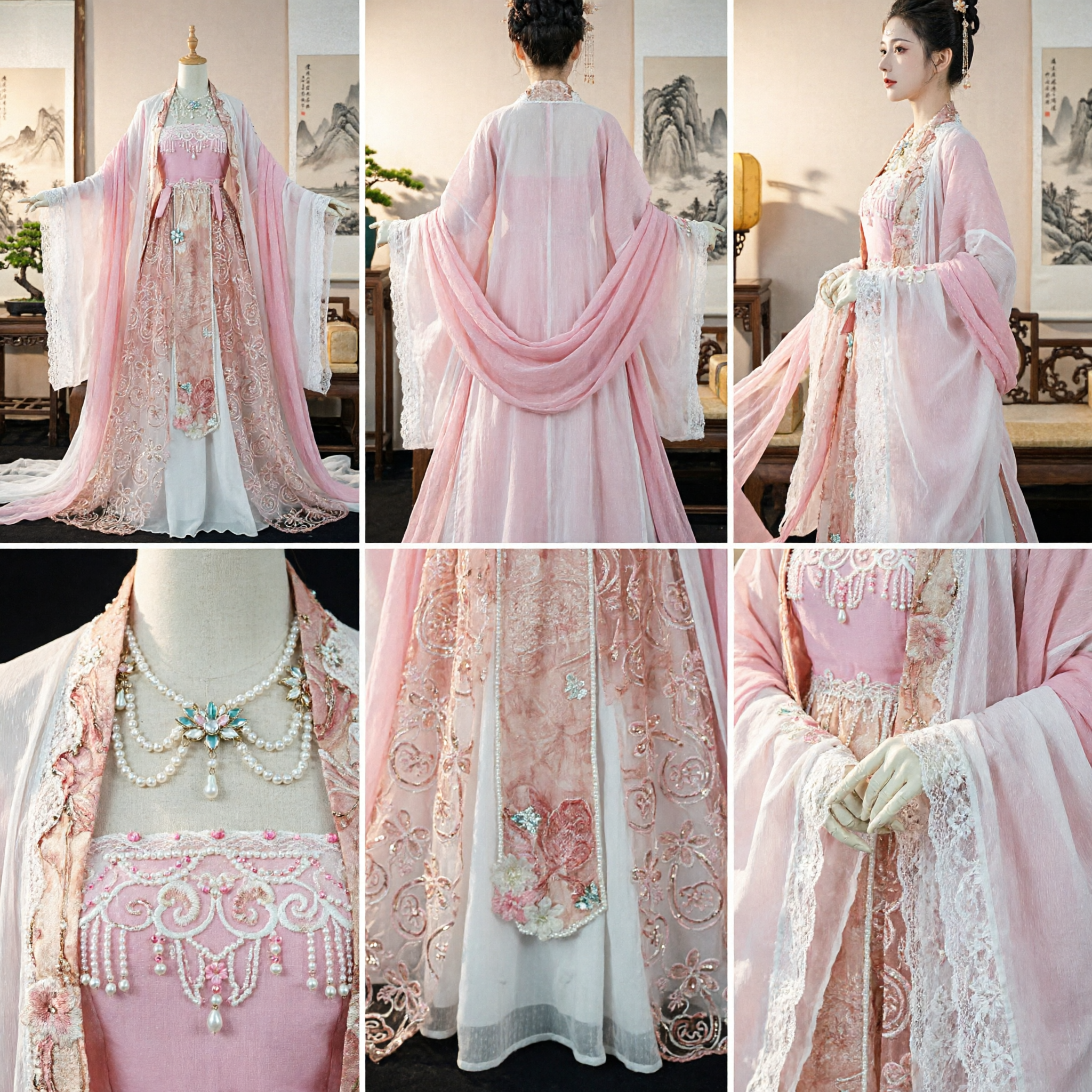 Elegant Pink Chinese Hanfu Fairy Dress Traditional Ancient Princess Costume for Women Cosplay Stage Performance - Asian Costume
