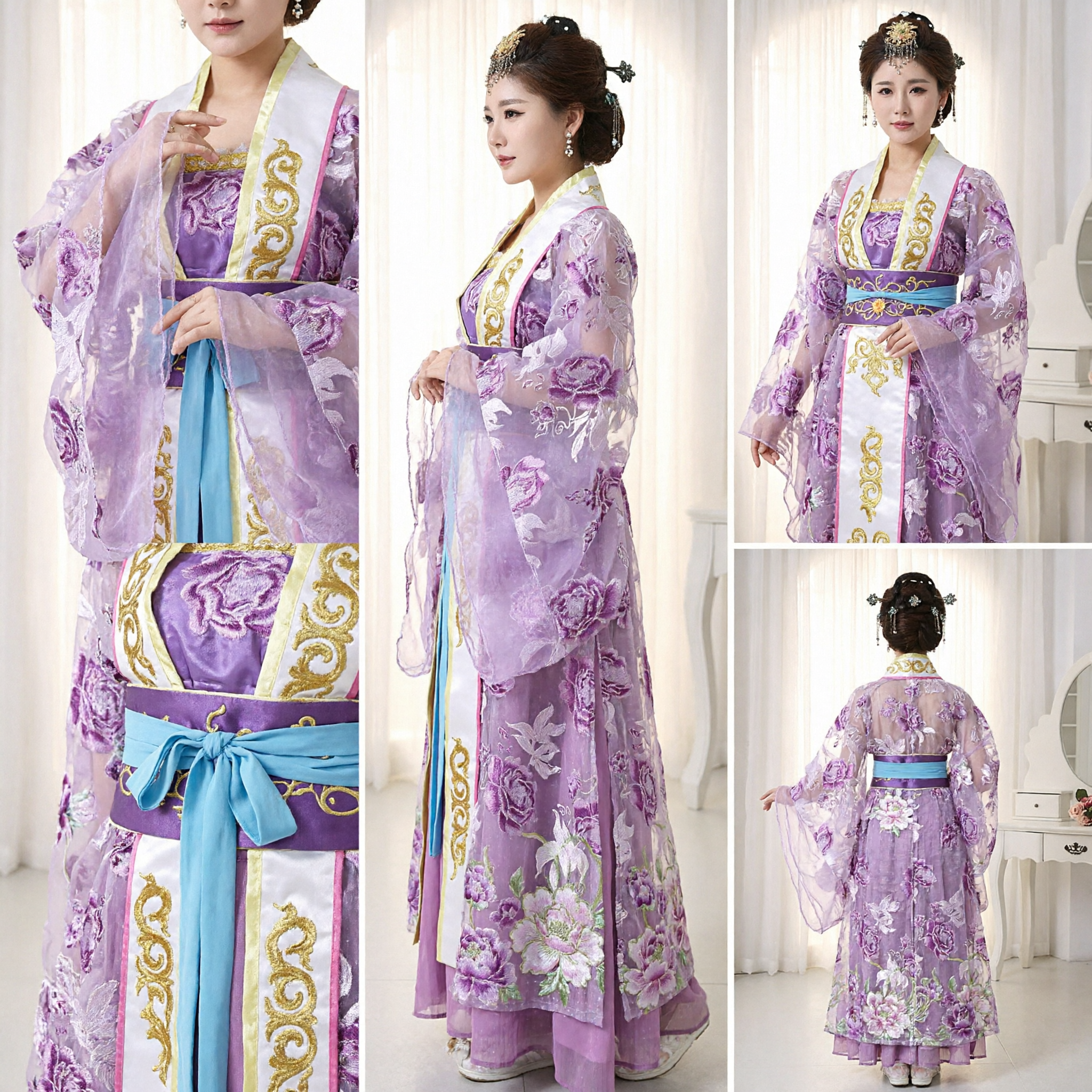 Women's Purple Tang Dynasty Hanfu Traditional Chinese Ancient Palace Princess Costume Dress for Performance - Asian Costume