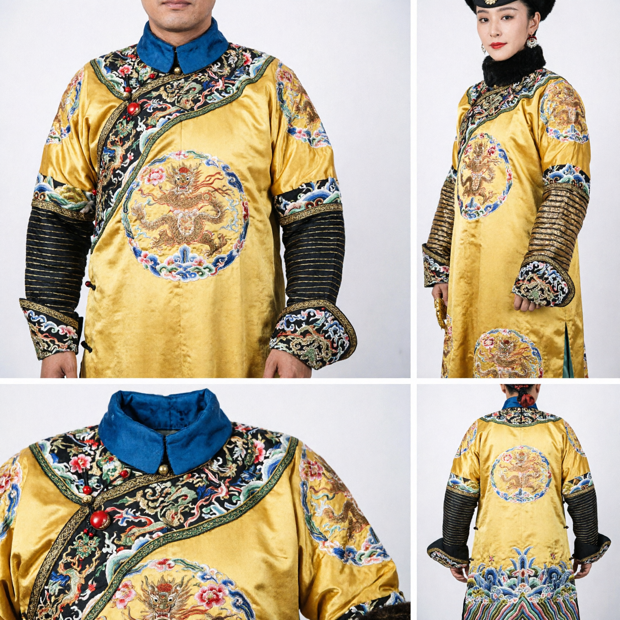 Traditional Chinese Qing Dynasty Emperor and Empress Couple Costume Yellow Dragon Robe for Cosplay Wedding - Asian Costume