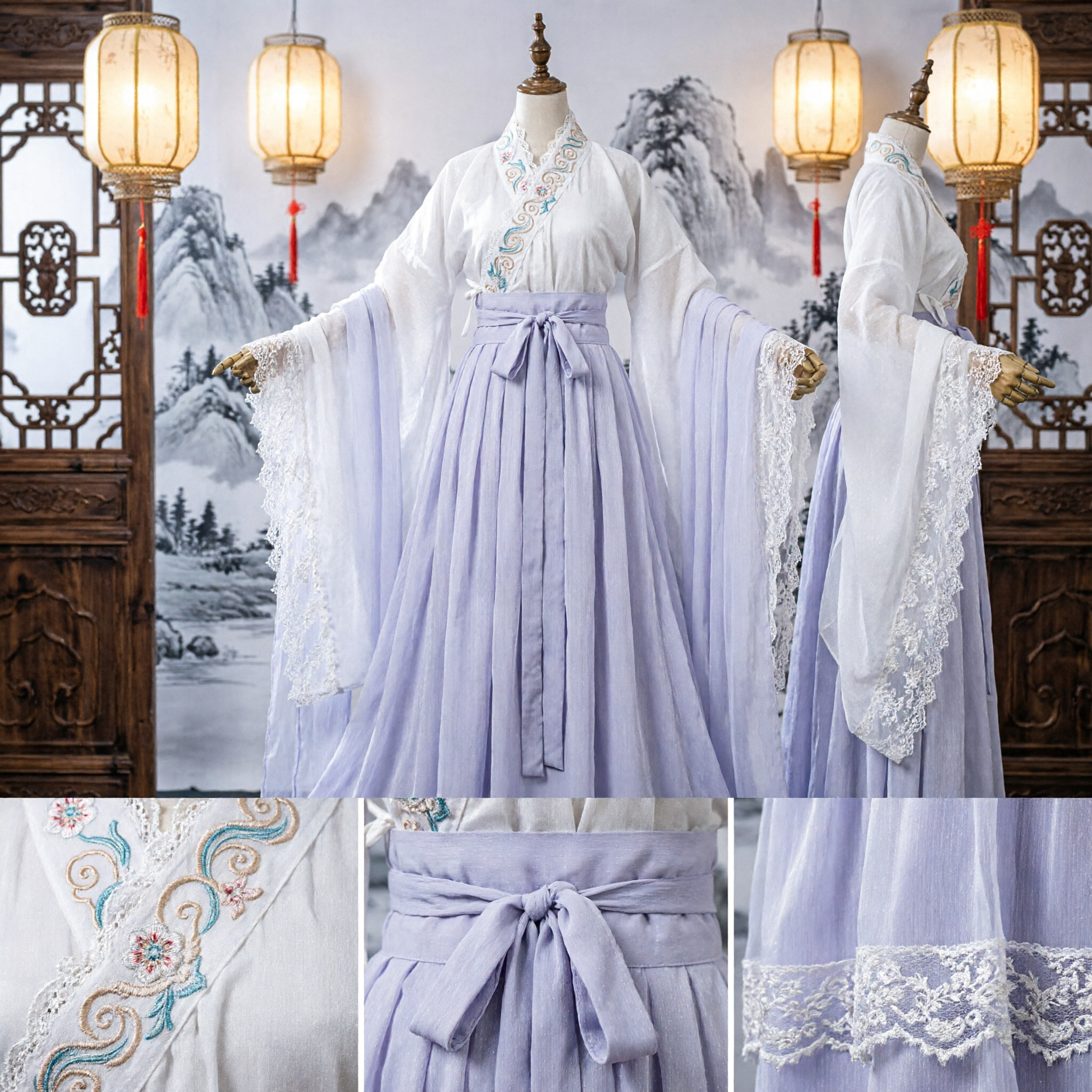 Elegant White Hanfu Traditional Chinese Ancient Fairy Goddess Dress Cosplay Costume for Women Photography - Asian Costume