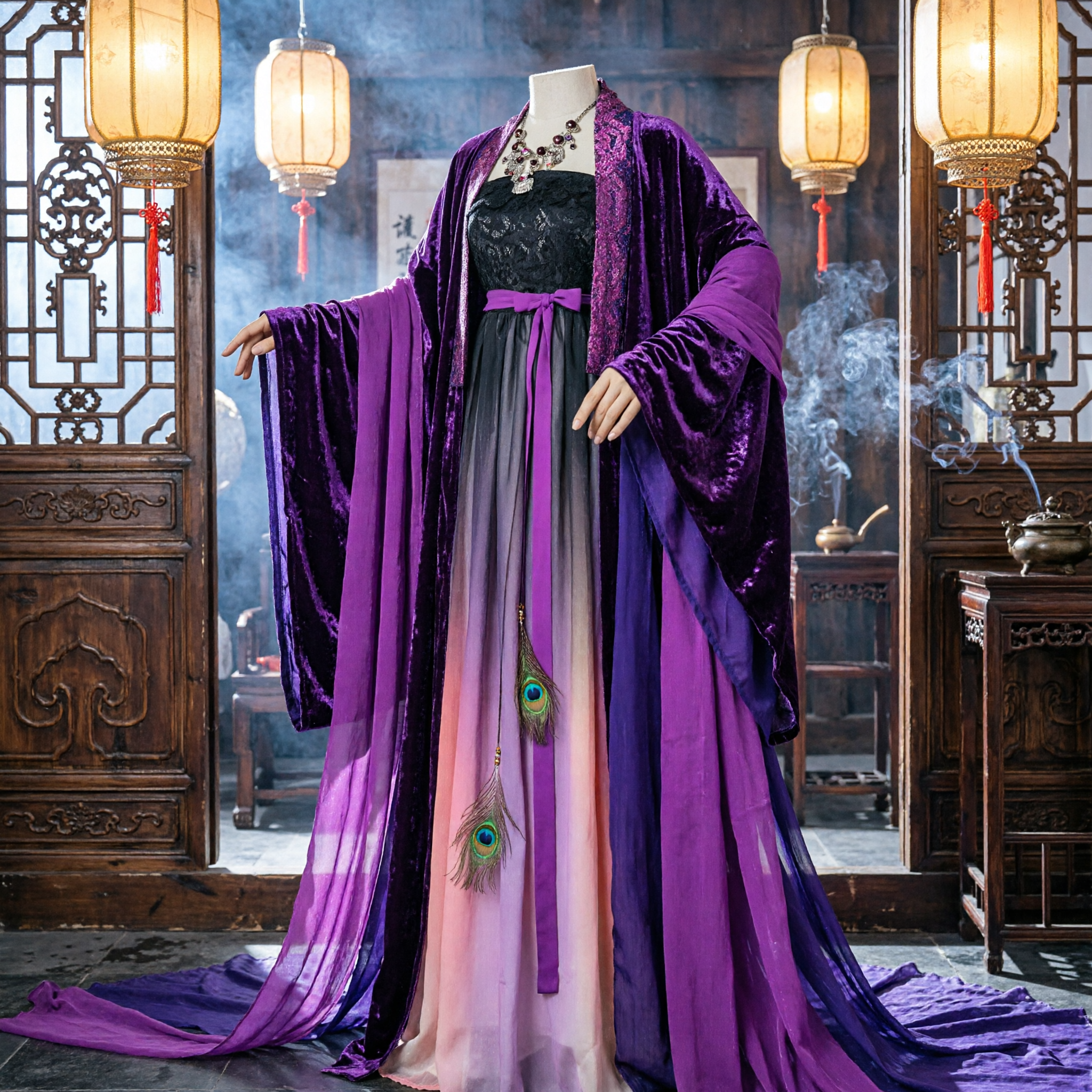 Purple Traditional Chinese Hanfu Ancient Costume Women's Fantasy Princess Dress for Cosplay and Stage Performance - Asian Costume