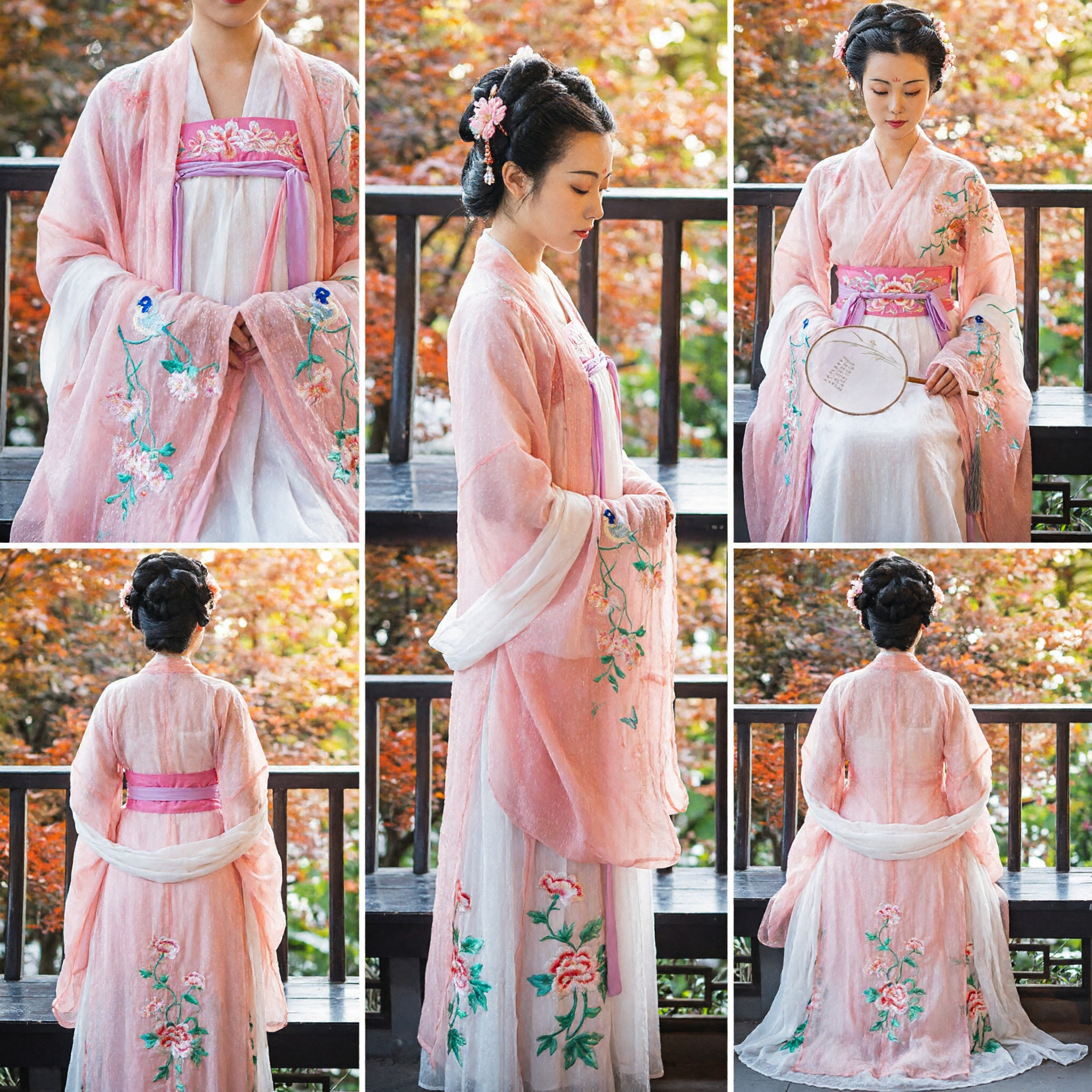 Elegant Pink Tang Dynasty Hanfu Traditional Chinese Ancient Costume Embroidered Dress for Women Performance - Asian Costume