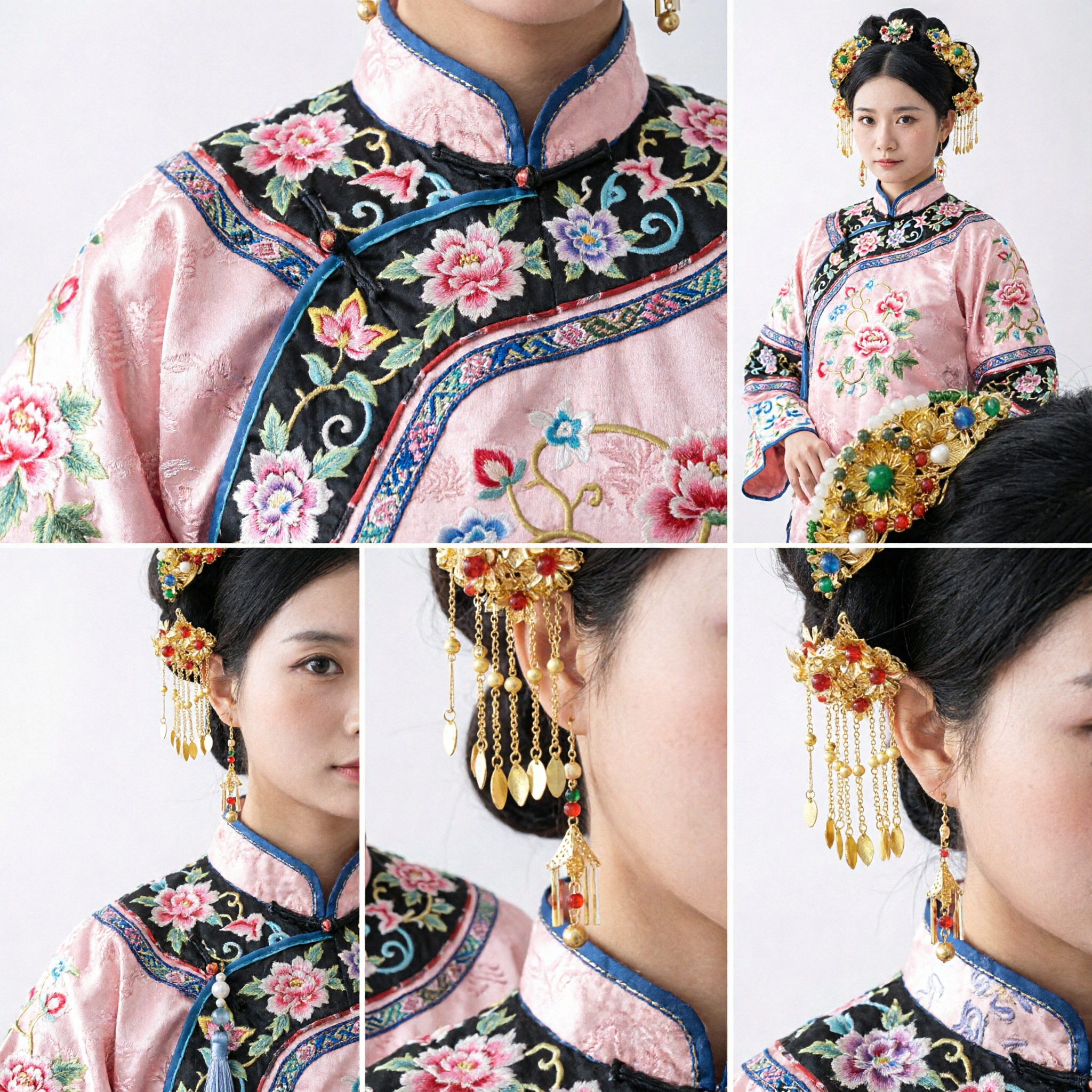 Exquisite Gold Floral Hair Comb and Tassel Set Traditional Chinese Hanfu Headpiece for Women Wedding Cosplay - Asian Costume