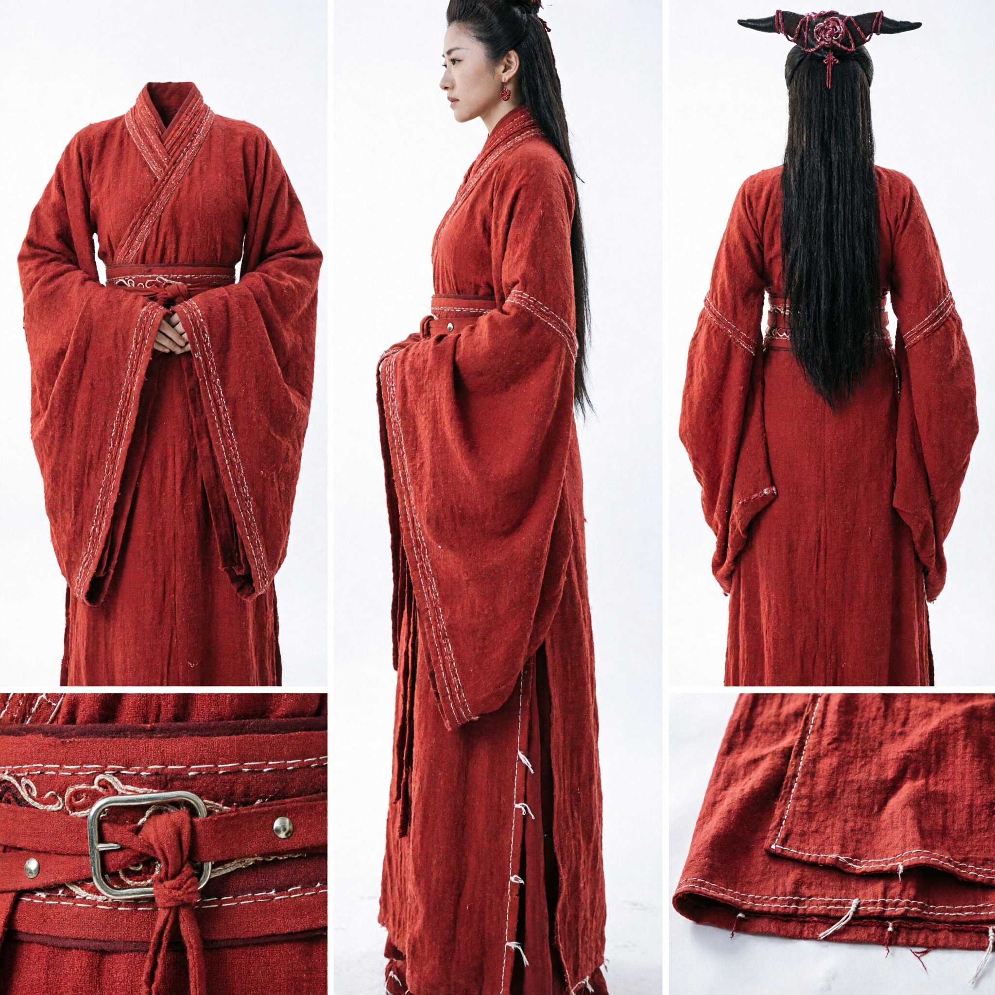 Women's Red Ancient Chinese Wuxia Warrior Hanfu Costume for Cosplay and Historical Performance - Asian Costume