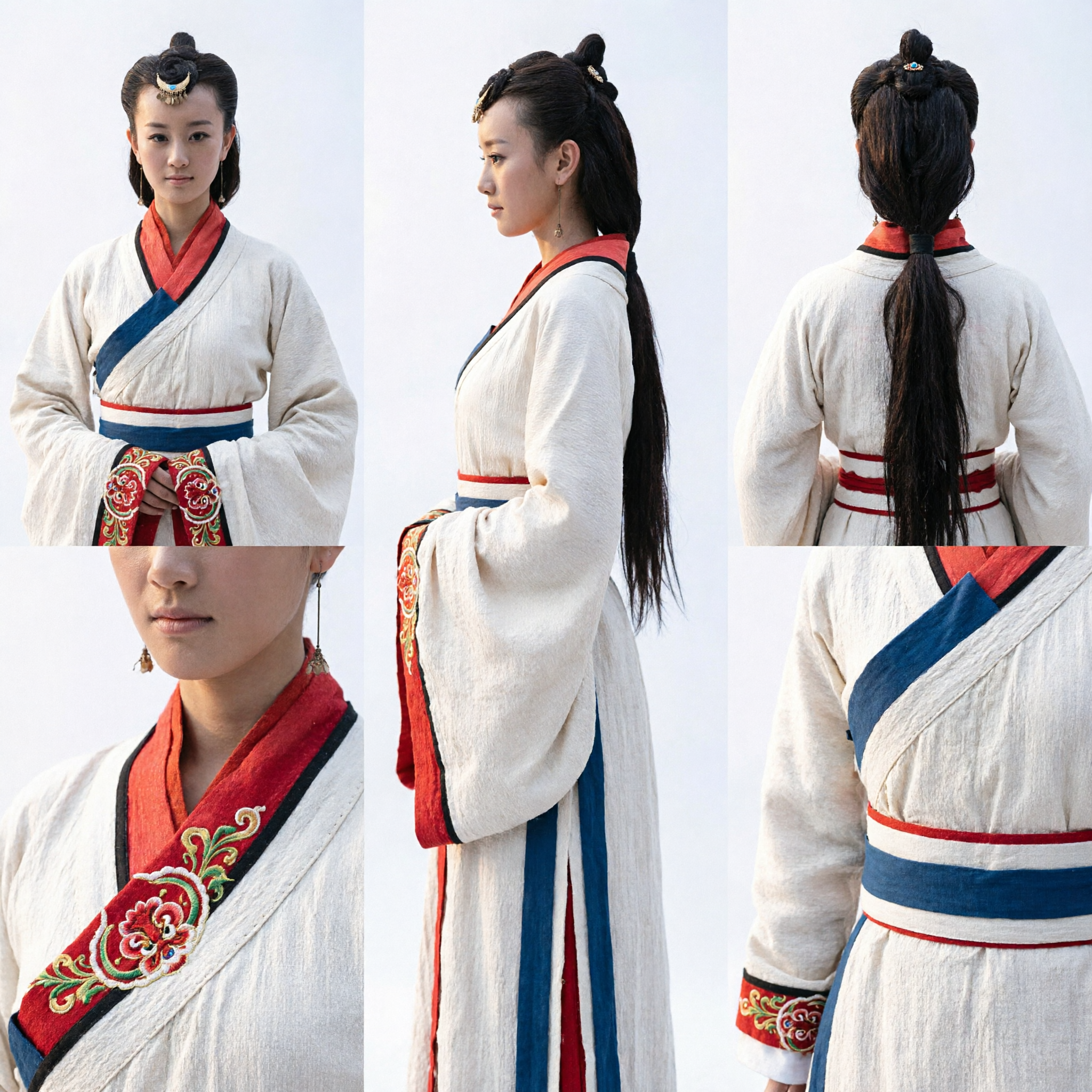 Exquisite Ancient Chinese Traditional Hanfu Hair Ornament Gold Crescent Headpiece with Blue Gem for Women Cosplay - Asian Costume