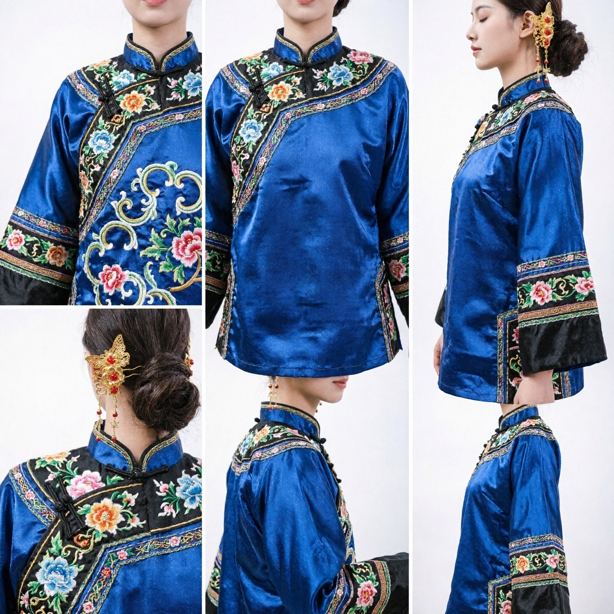 Traditional Chinese Gold Butterfly Flower Hairpin Ancient Hanfu Wedding Bridal Hair Stick Accessory for Women - Asian Costume