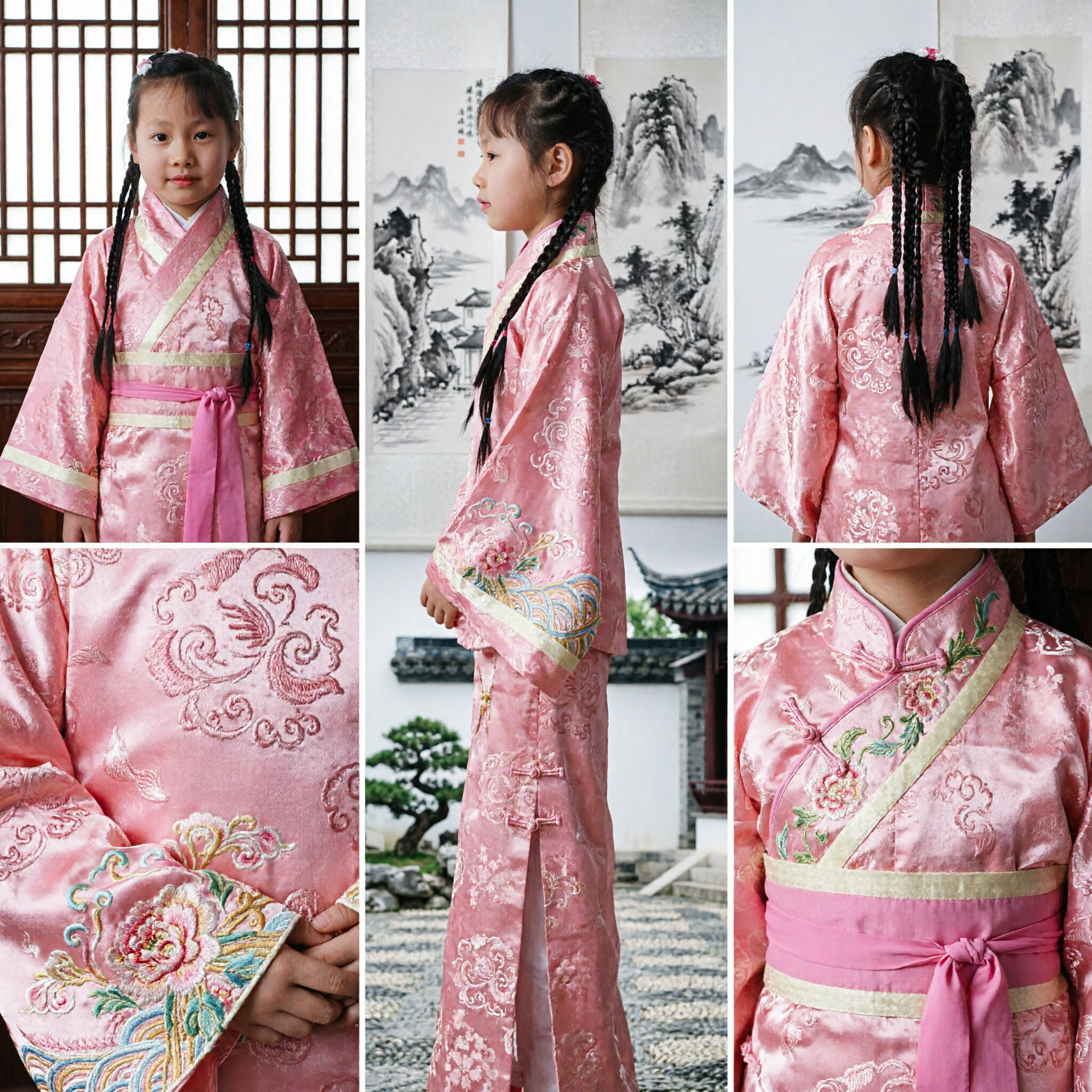 Kids Girls Pink Traditional Chinese Hanfu Costume Ancient Dynasty Princess Dress for Performance - Asian Costume