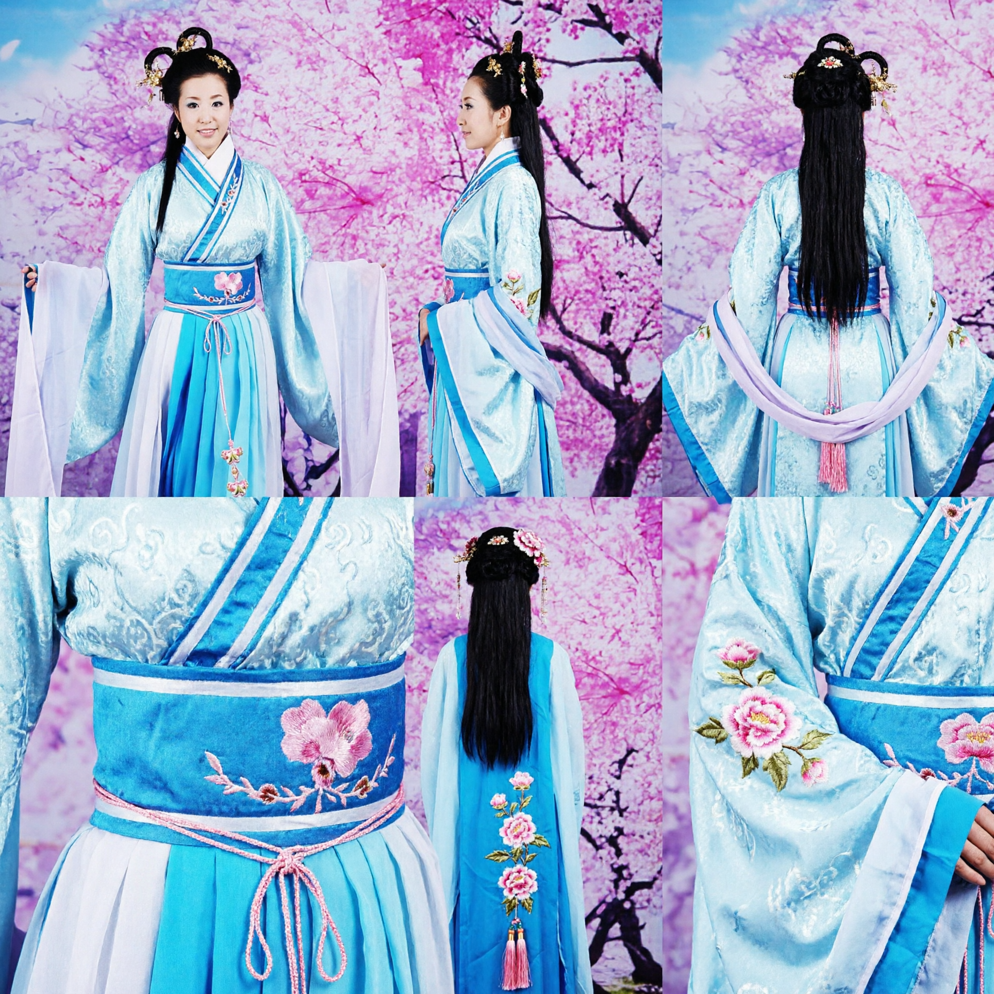 Traditional Chinese Blue Hanfu Costume Ancient Fairy Dress for Women Historical Drama Performance - Asian Costume