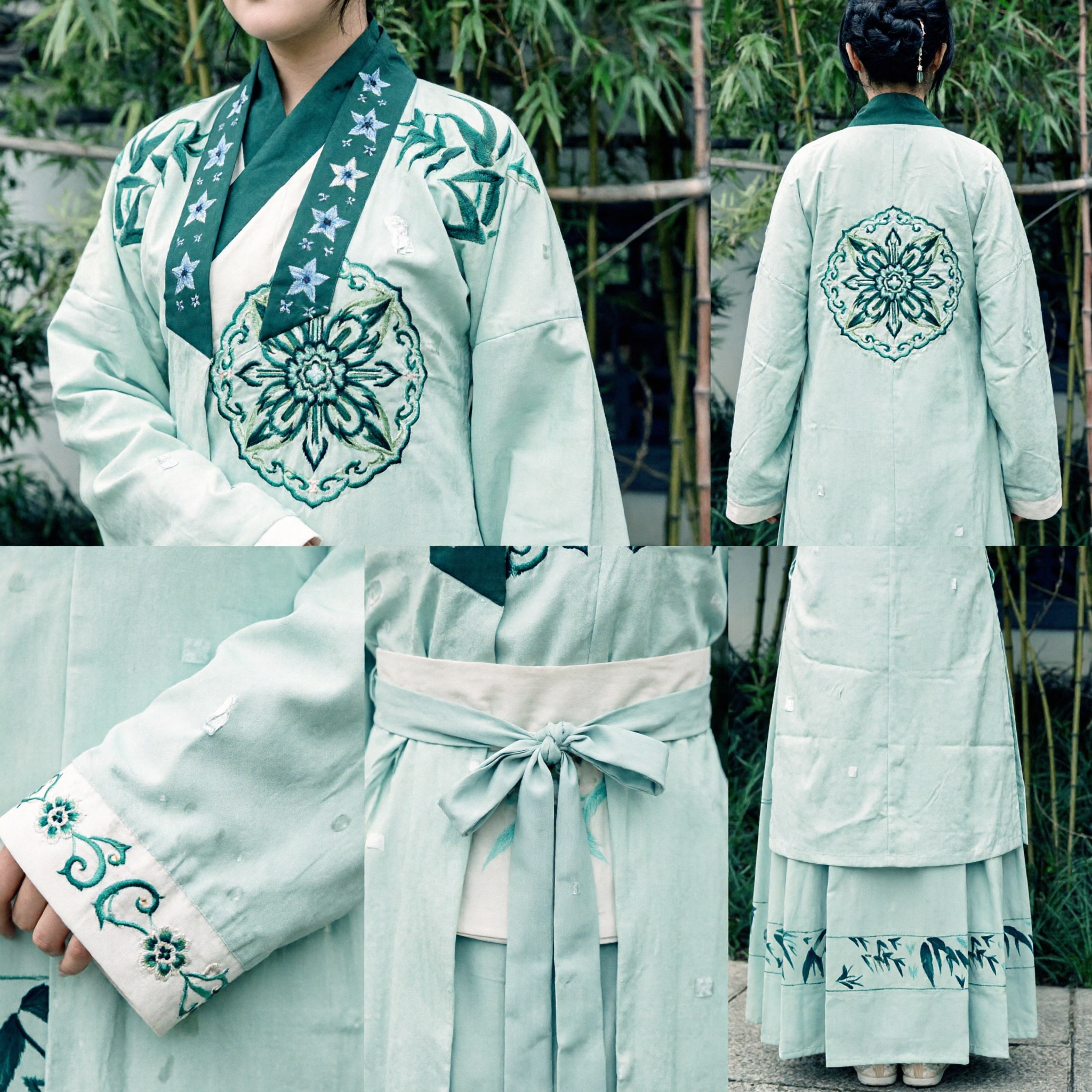 Women's Light Green Hanfu Traditional Chinese Clothing Bamboo Pattern Ancient Dress for Cosplay and Cultural Events - Asian Costume