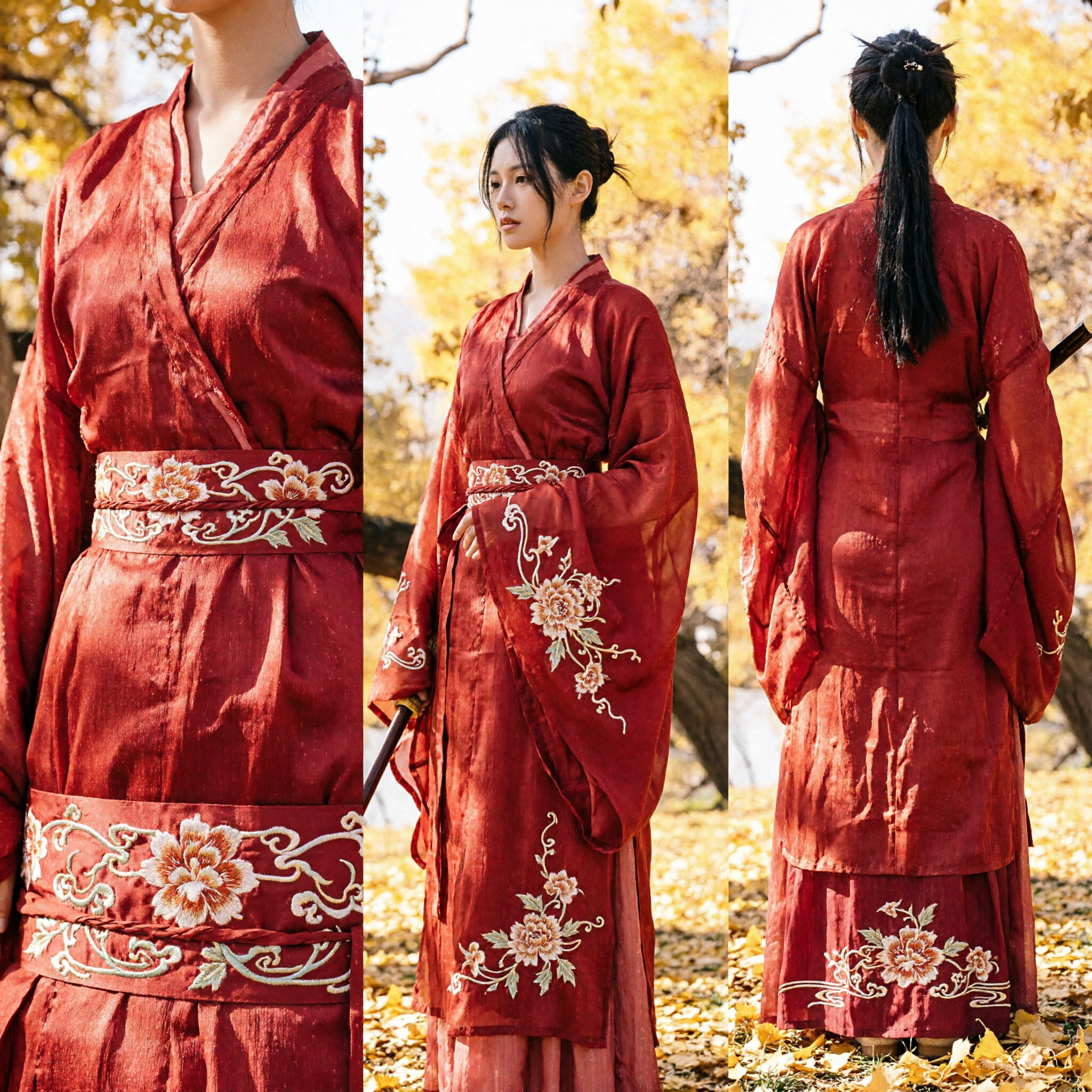 Elegant Red Traditional Chinese Hanfu Ancient Costume Wuxia Swordswoman Dress for Women Cosplay Performance - Asian Costume