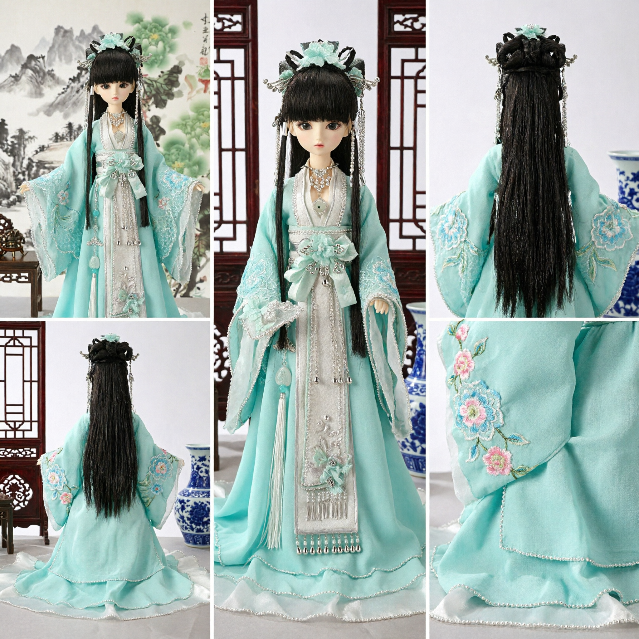 Traditional Chinese Hanfu Costume for Smart Doll Ancient Princess Dress with Hair Accessories and Jewelry - Asian Costume