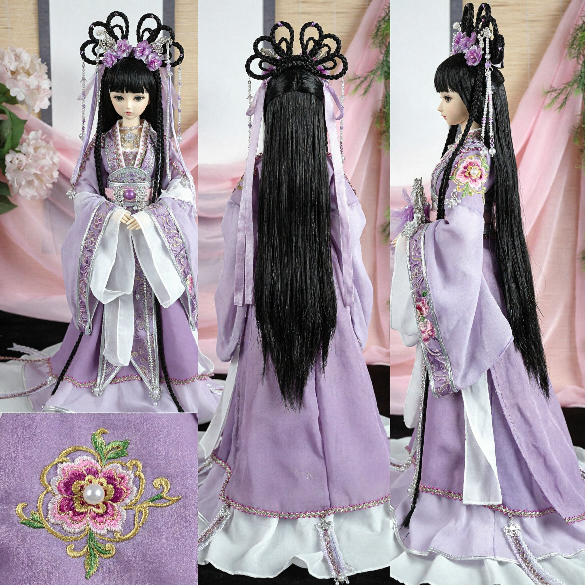 Exquisite Traditional Chinese Hanfu Doll Purple Ancient Princess Figure Cultural Collectible Gift for Girls - Asian Costume