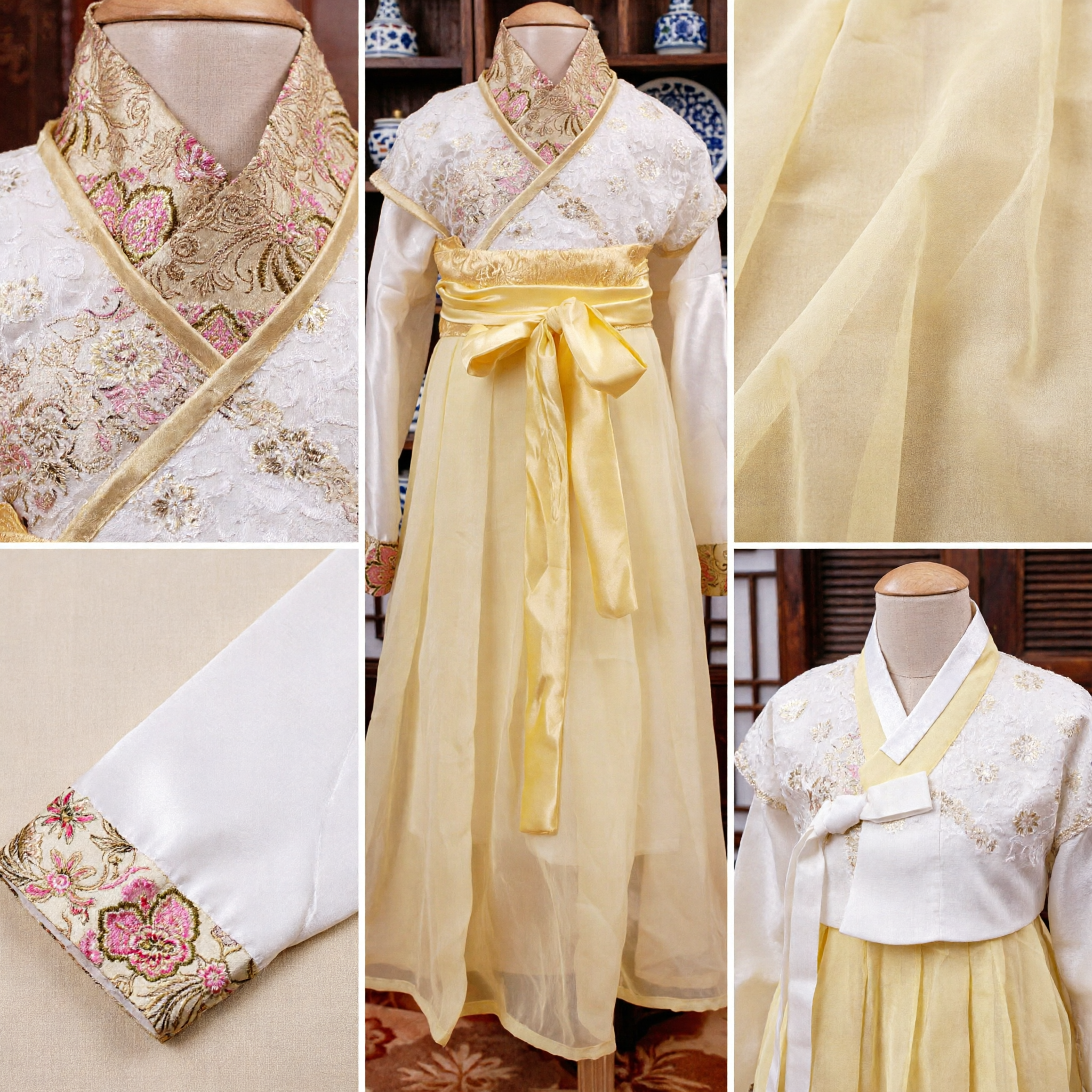 Elegant Yellow and White Traditional Chinese Hanfu Dress Ancient Princess Fairy Costume for Women Performance - Asian Costume