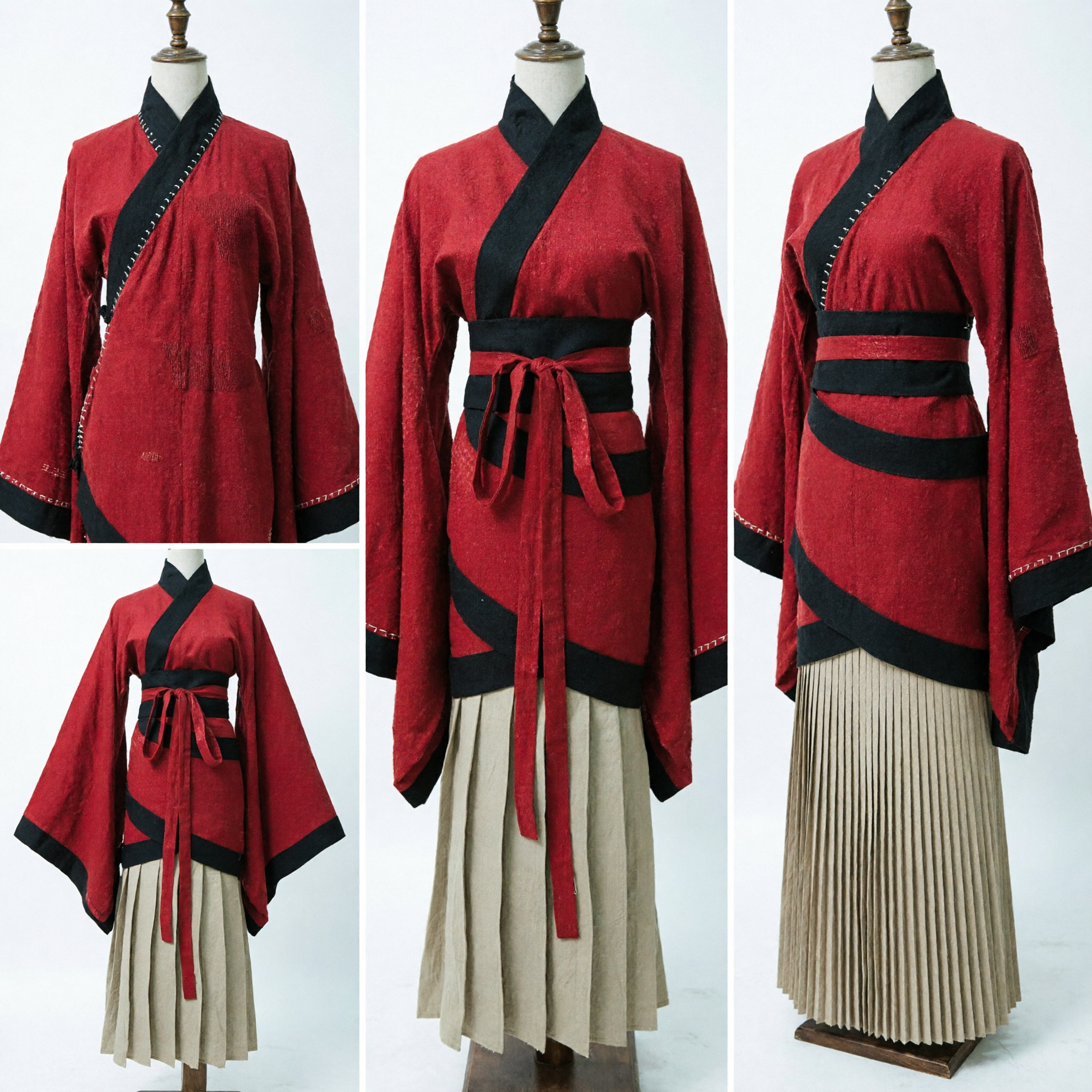 Traditional Chinese Red Hanfu Clothing Set Ancient Martial Arts Costume for Men Cosplay Performance Wear - Asian Costume