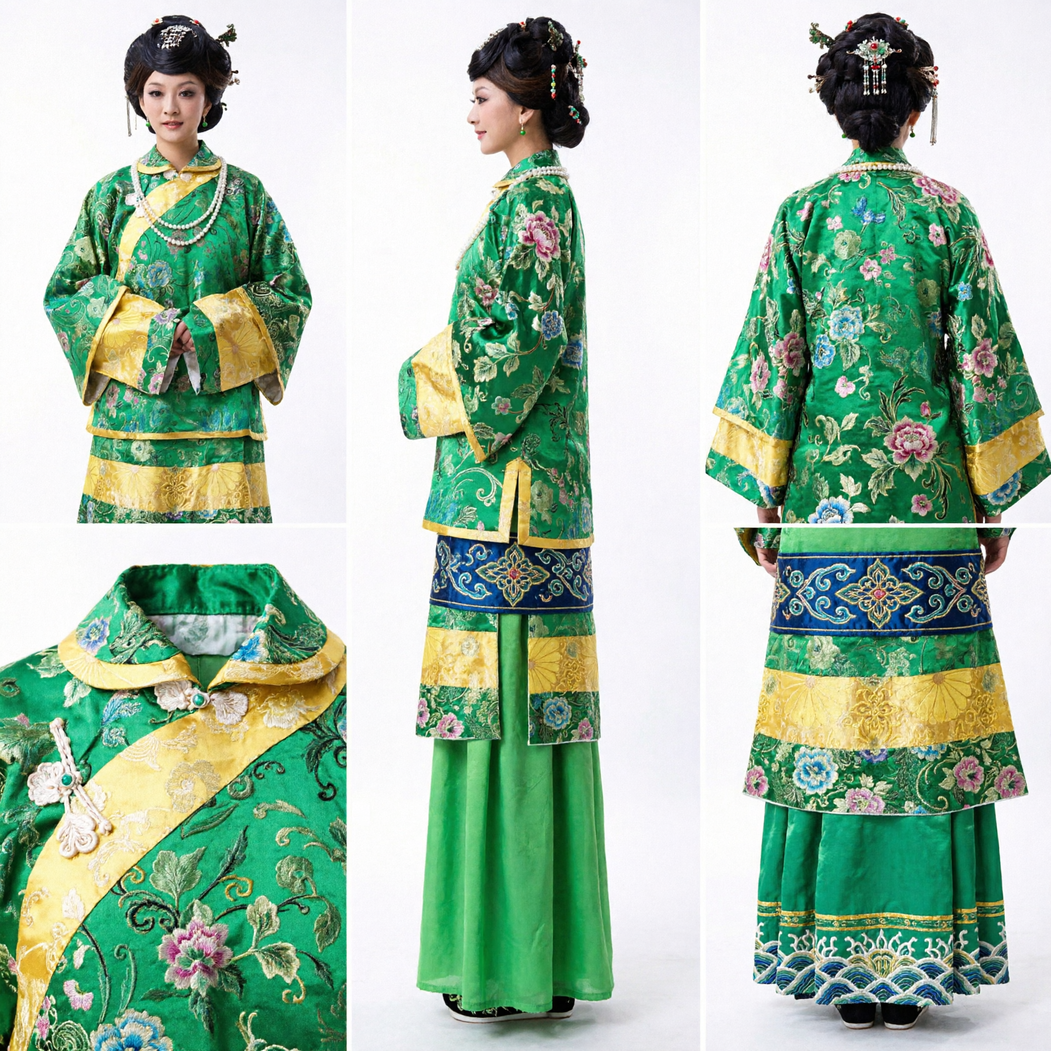 Traditional Chinese Green Embroidered Hanfu Ancient Costume Ming Dynasty Style Dress for Women Historical Cosplay - Asian Costume