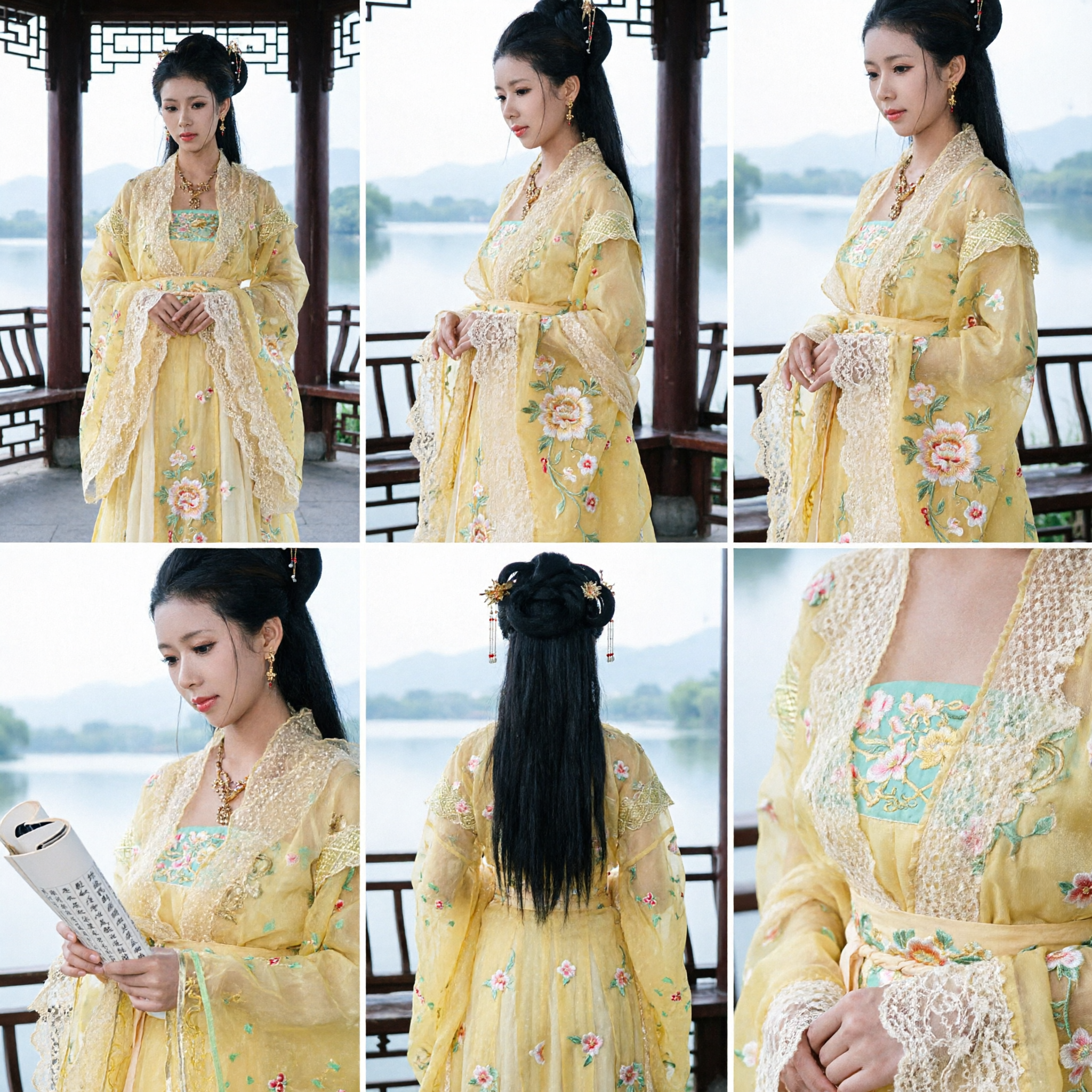 Traditional Chinese Hanfu Yellow Embroidered Fairy Dress Ancient Costume for Women Photography Performance - Asian Costume