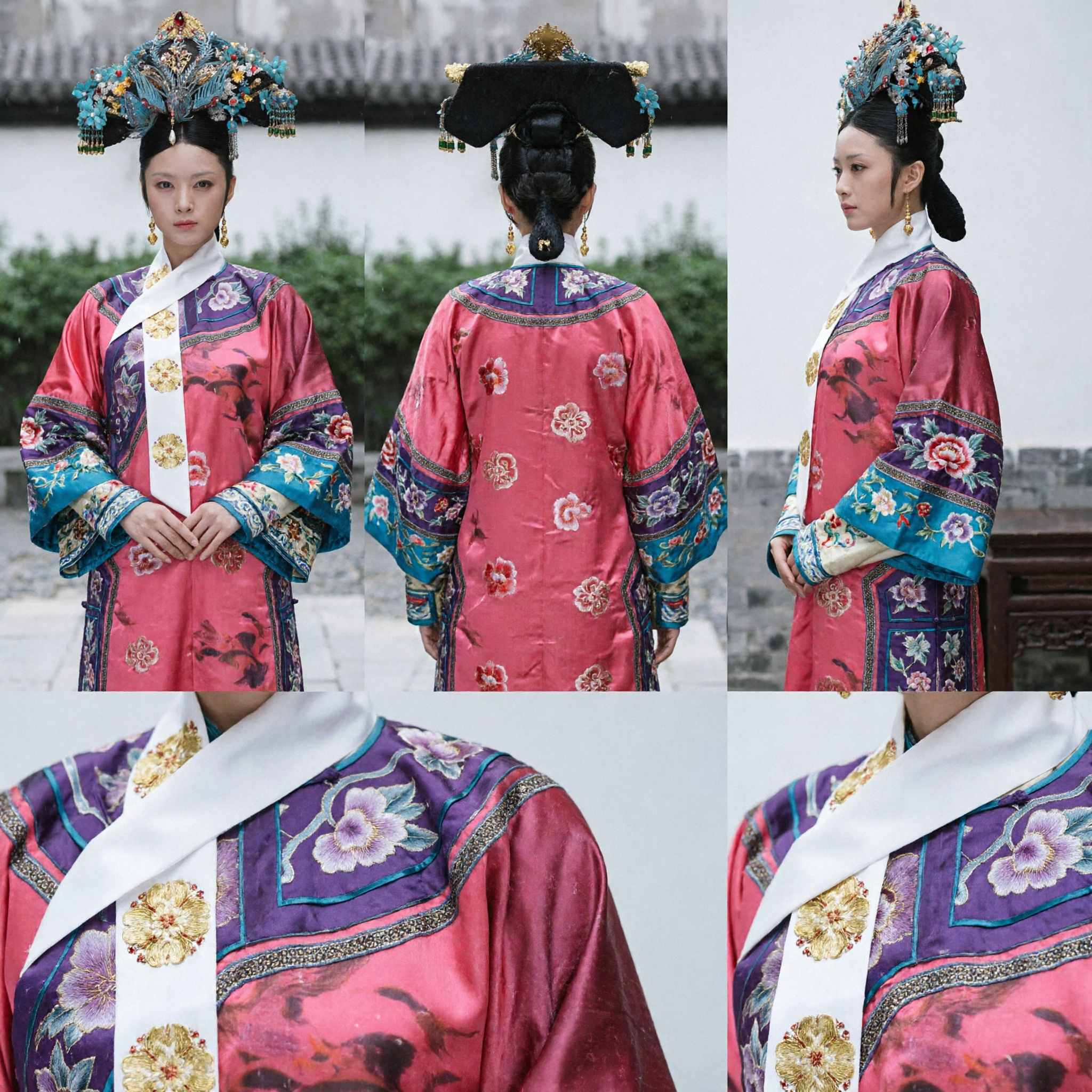 Handmade Chinese Qing Dynasty Imperial Concubine Headdress Blue Phoenix Crown Hair Jewelry for Women Cosplay - Asian Costume