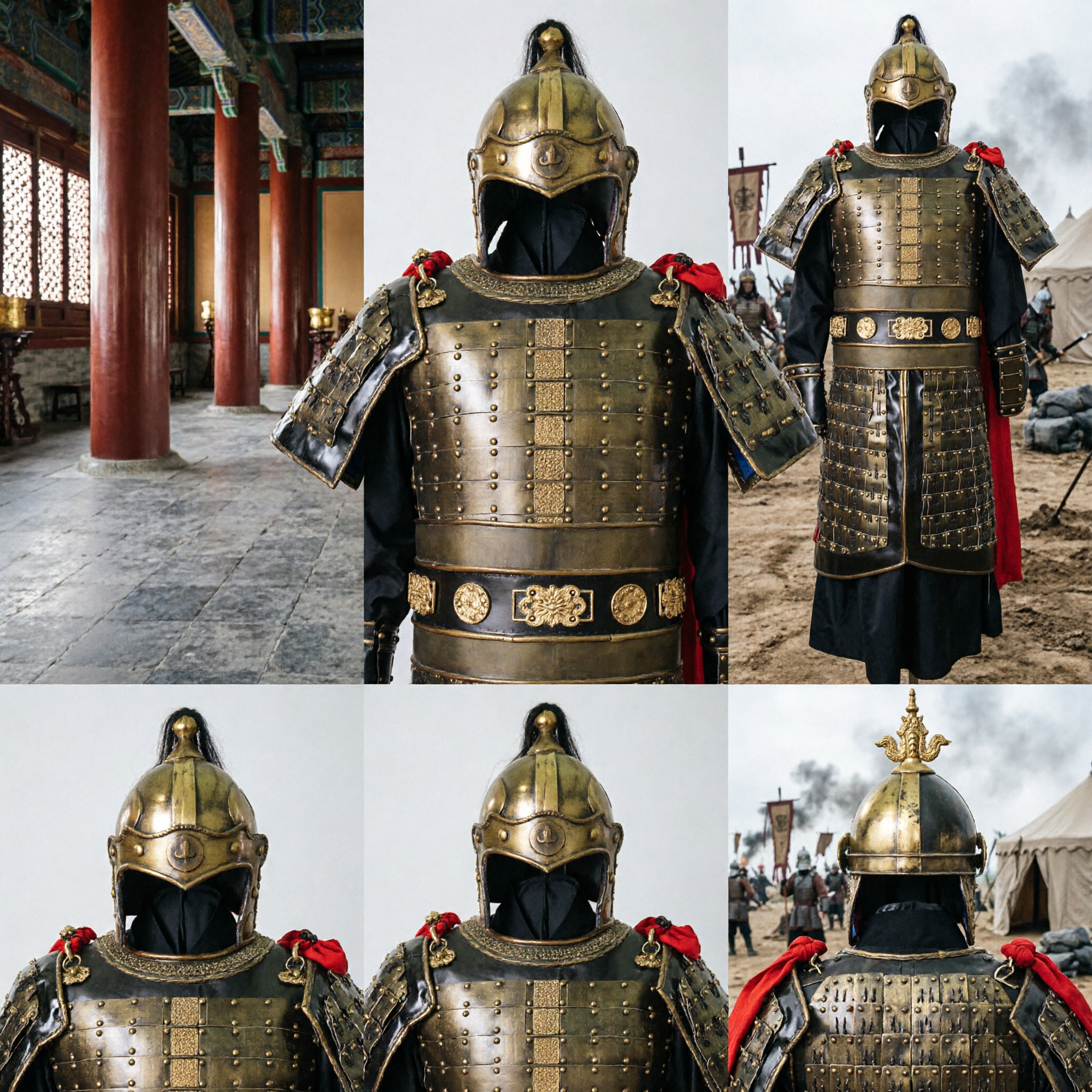 Traditional Chinese Ming Dynasty General Armor Costume Full Set Historical Warrior Cosplay Outfit for Men - Asian Costume