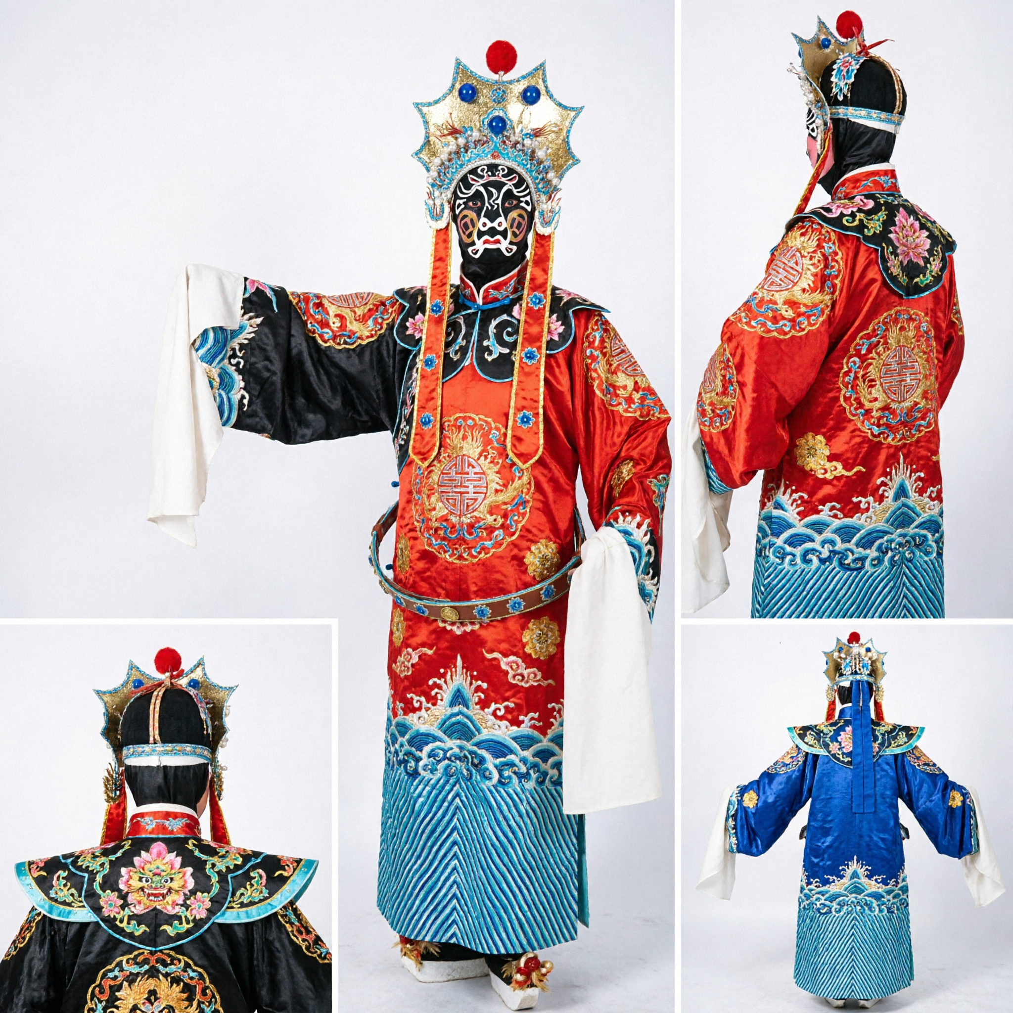 Traditional Chinese Sichuan Opera Costume Men Face Changing Bian Lian Warrior General Outfit for Halloween Cosplay - Asian Costume