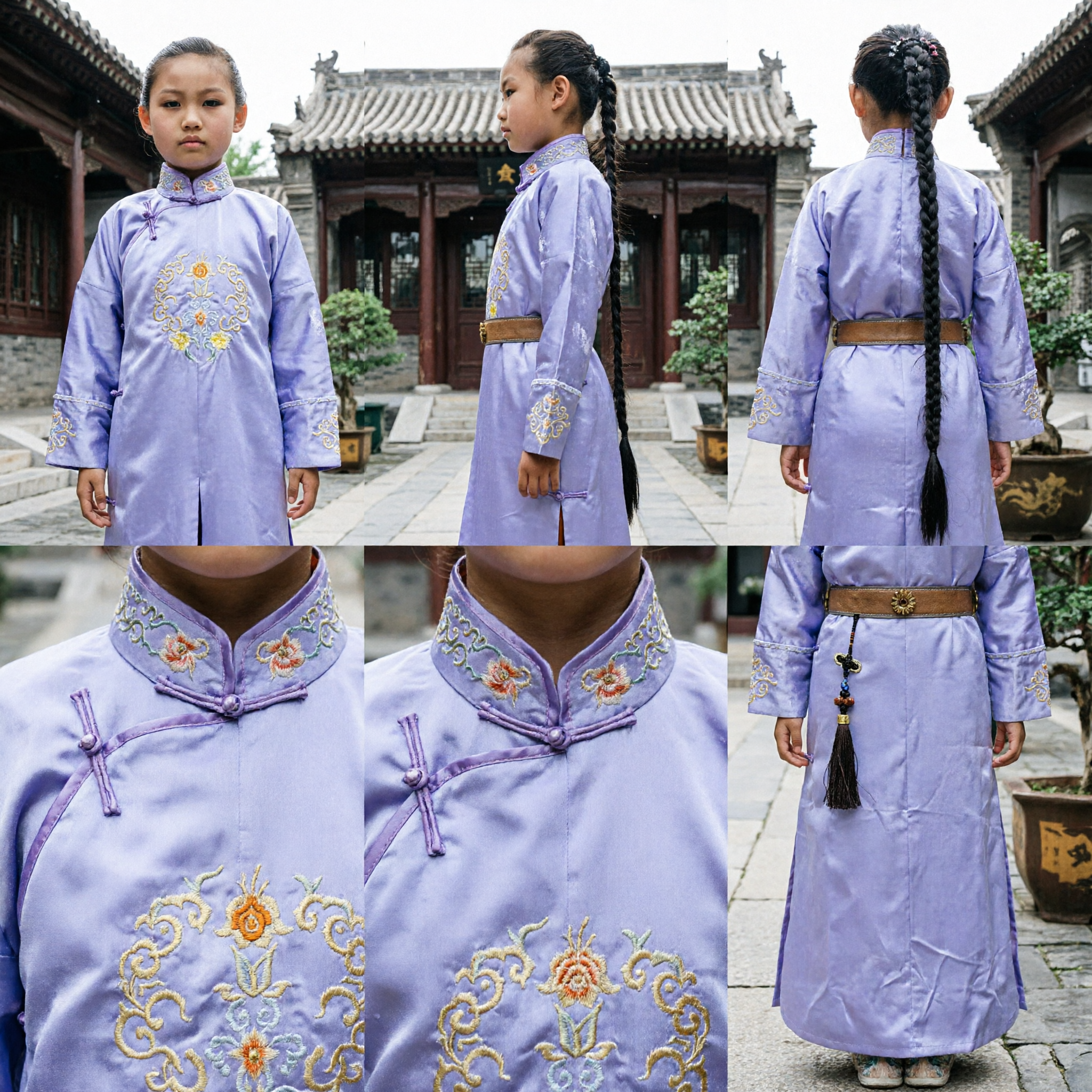 Traditional Chinese Kung Fu Costume for Kids Purple Changshan Martial Arts Uniform for Children Performance Wear - Asian Costume