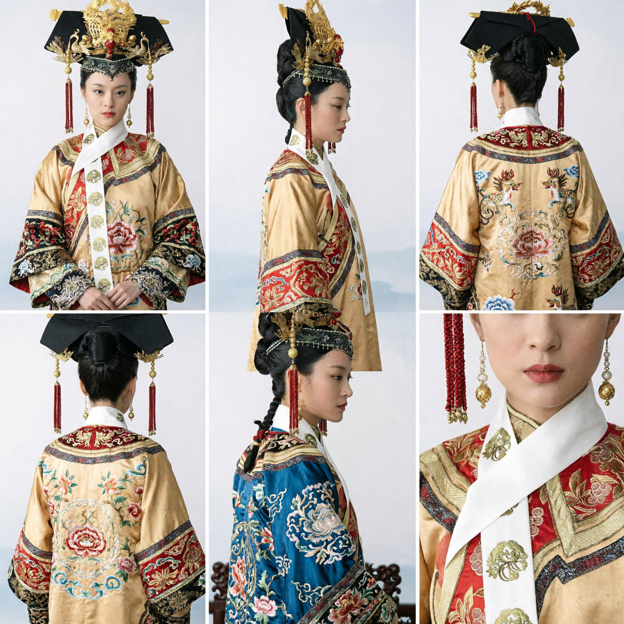 Traditional Chinese Qing Dynasty Empress Phoenix Crown Headdress Gold Filigree Hair Accessory for Wedding Cosplay - Asian Costume