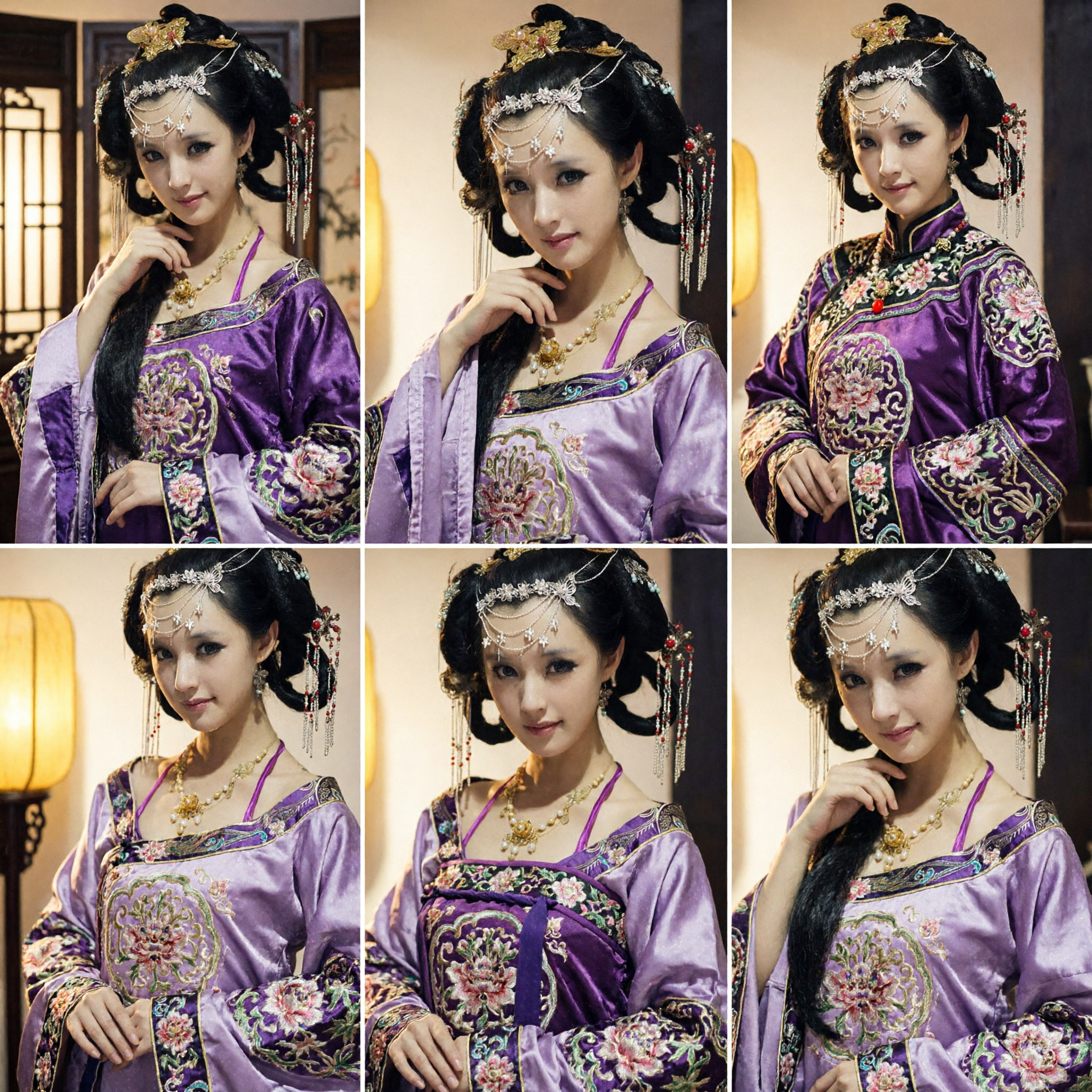 Exquisite Ancient Chinese Tang Dynasty Hanfu Hair Accessories Gold Floral Headpiece with Tassels for Wedding Cosplay - Asian Costume