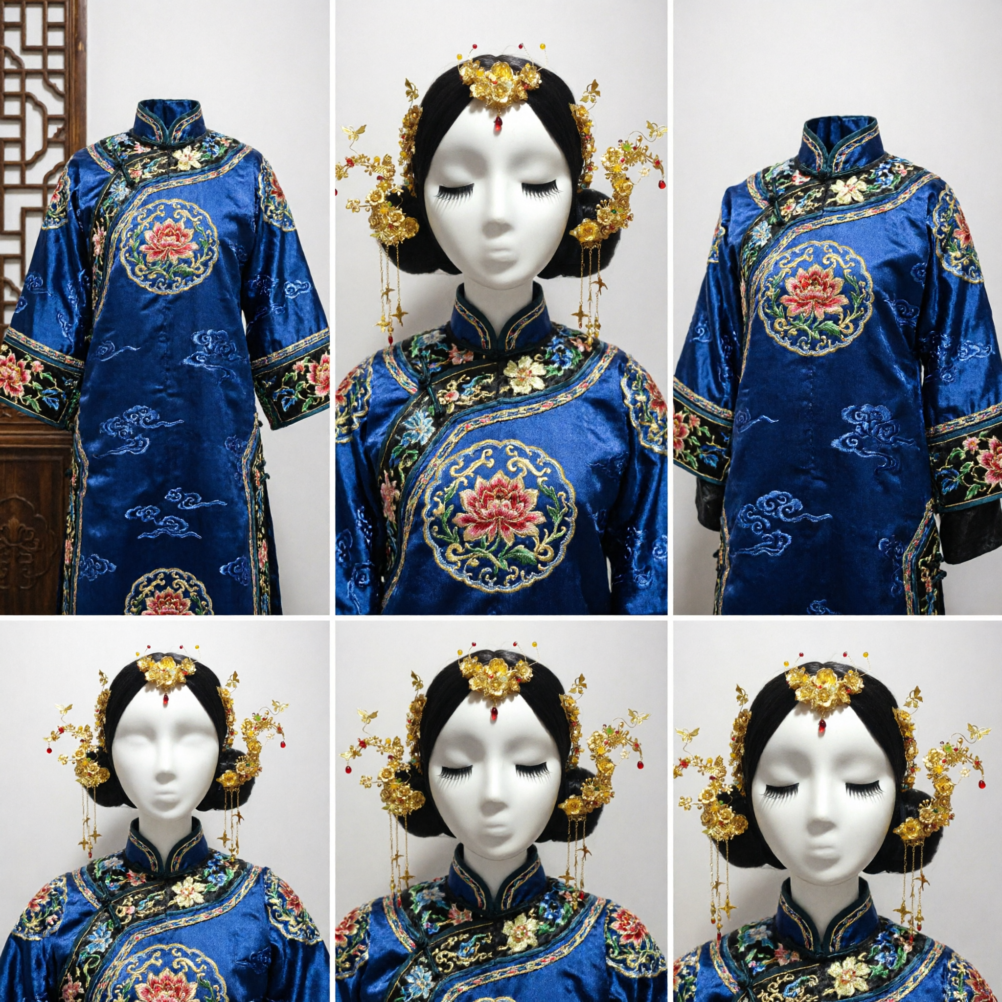 Traditional Chinese Hanfu Hair Accessories Set Gold Flower Butterfly Headdress for Ancient Bride Wedding Cosplay - Asian Costume