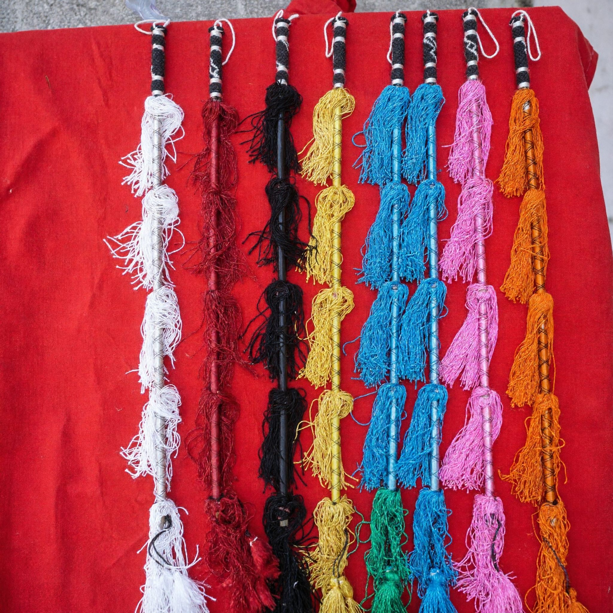 Authentic Chinese Kung Fu Tassel Whip Traditional Martial Arts Stage Prop Colorful Performance Weapon for Adults - Asian Costume