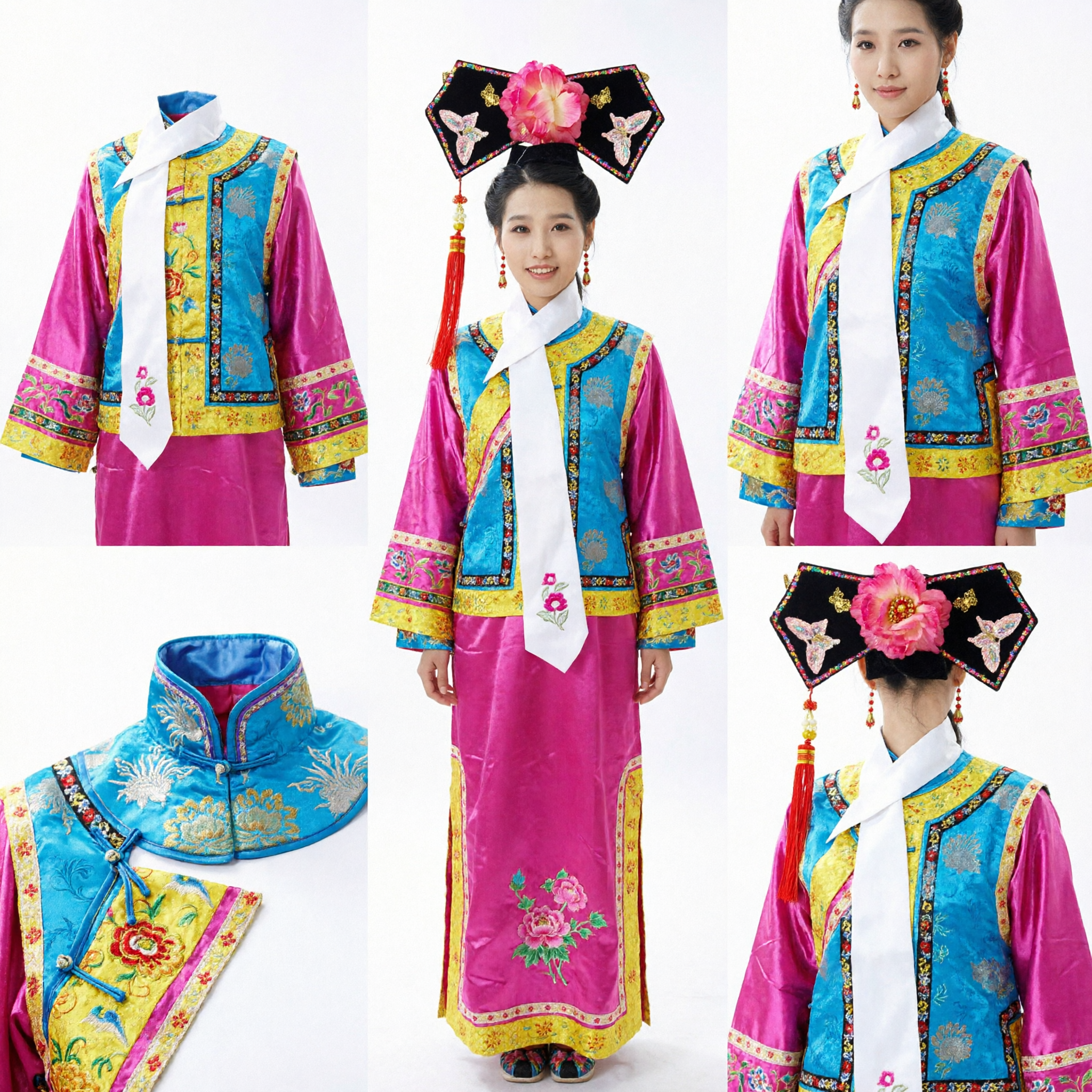 Traditional Chinese Qing Dynasty Manchu Princess Costume Set Ancient Empress Dress for Women Stage Performance Cosplay - Asian Costume