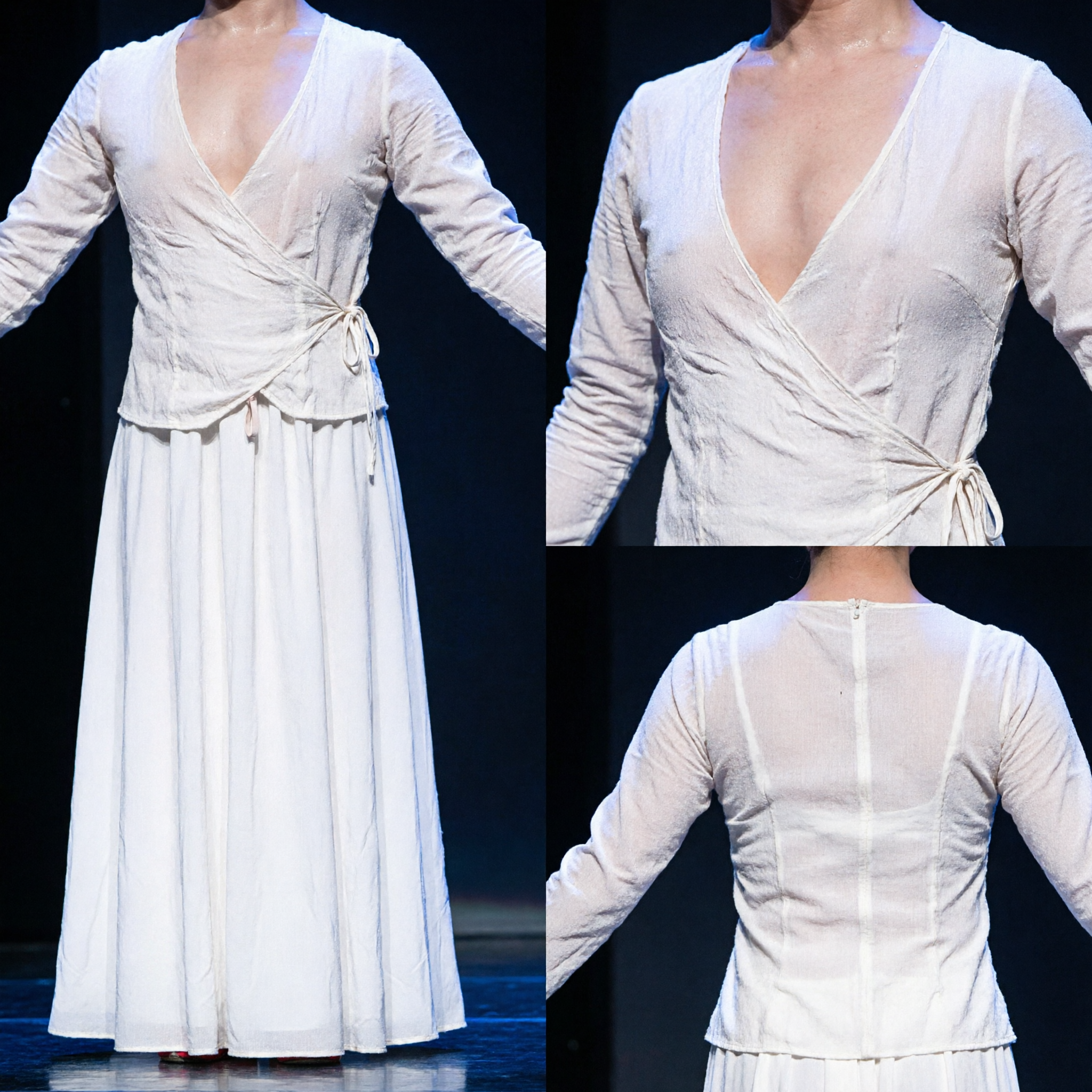 Men's White Chinese Classical Dance Costume Traditional Stage Performance Outfit for Folk Dance Shows - Asian Costume