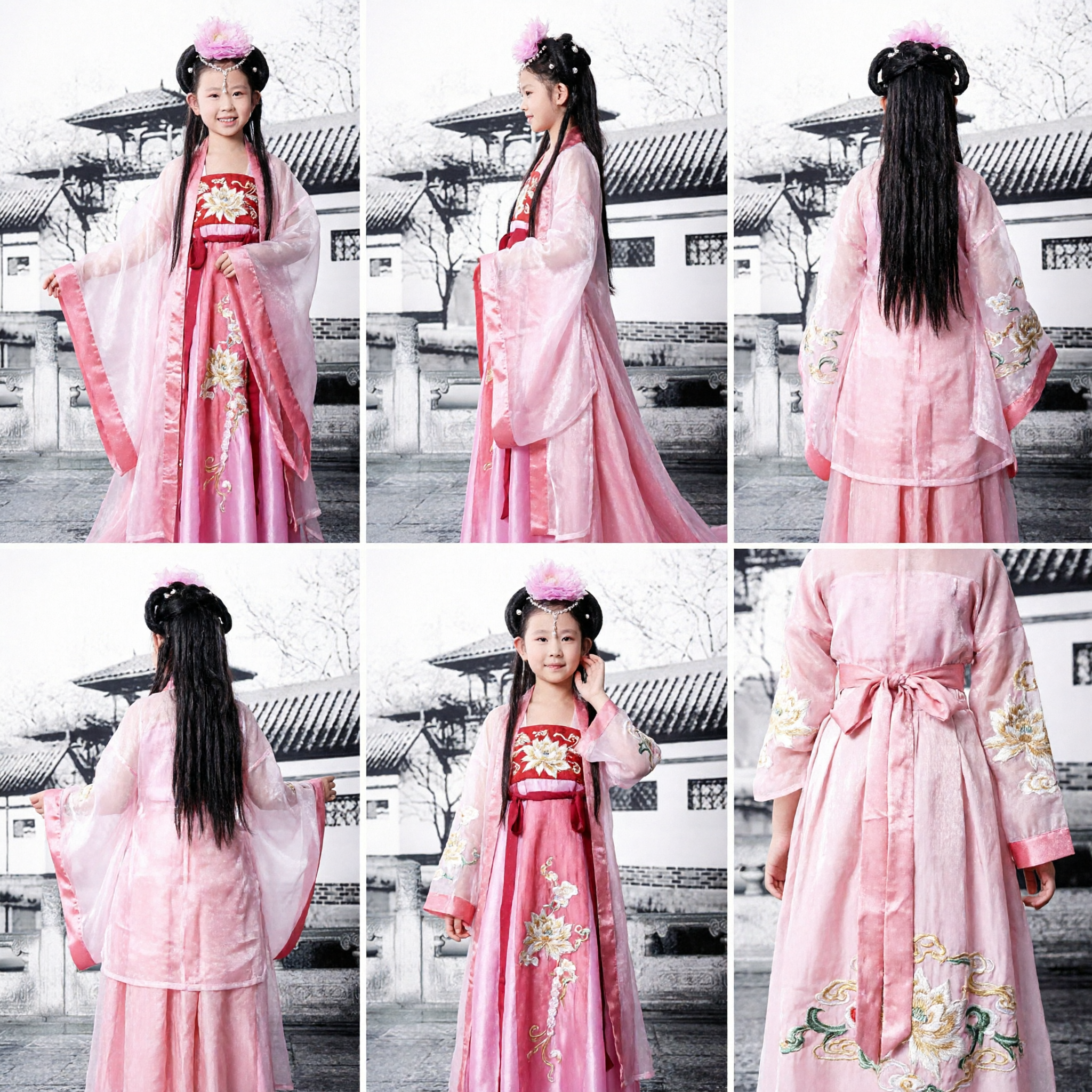 Pink Ancient Chinese Hanfu Costume for Girls Tang Dynasty Princess Fairy Dress for Performance and Cosplay - Asian Costume