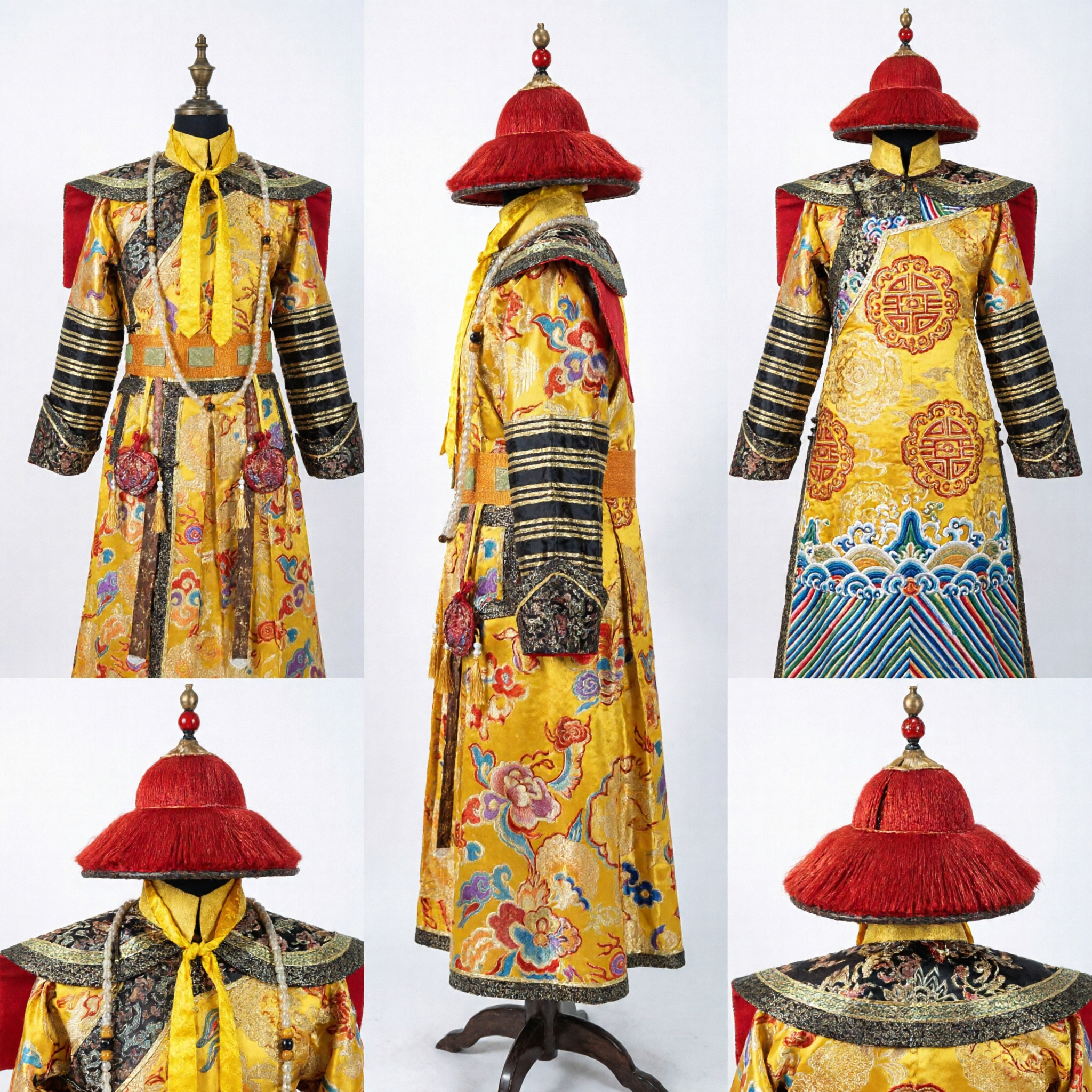 Men's Chinese Imperial Yellow Dragon Robe Qing Dynasty Official Costume for Cosplay and Performance - Asian Costume