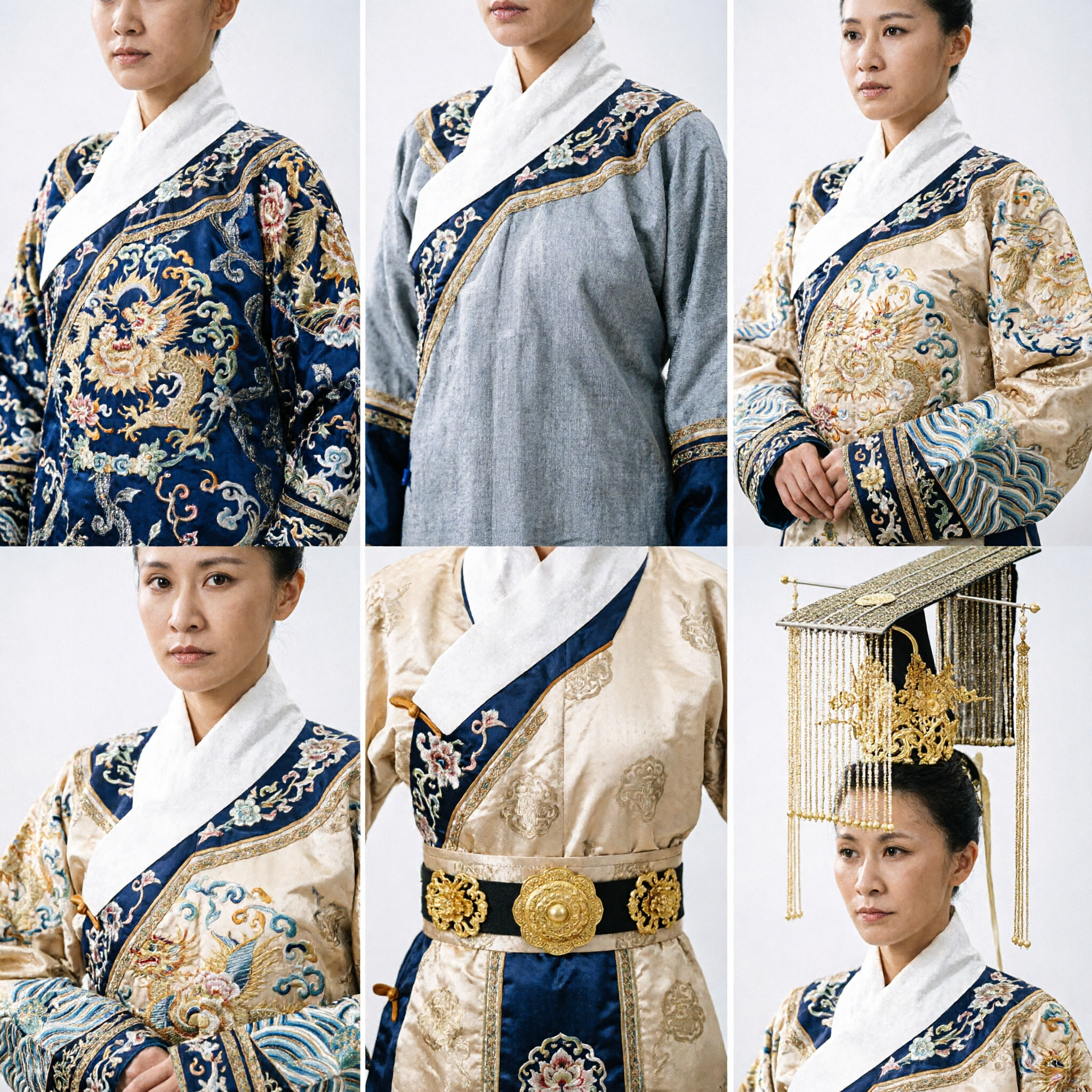 Ancient Chinese Royal Empress Hanfu Costume Set with Mian Crown Beaded Headdress for Cosplay - Asian Costume