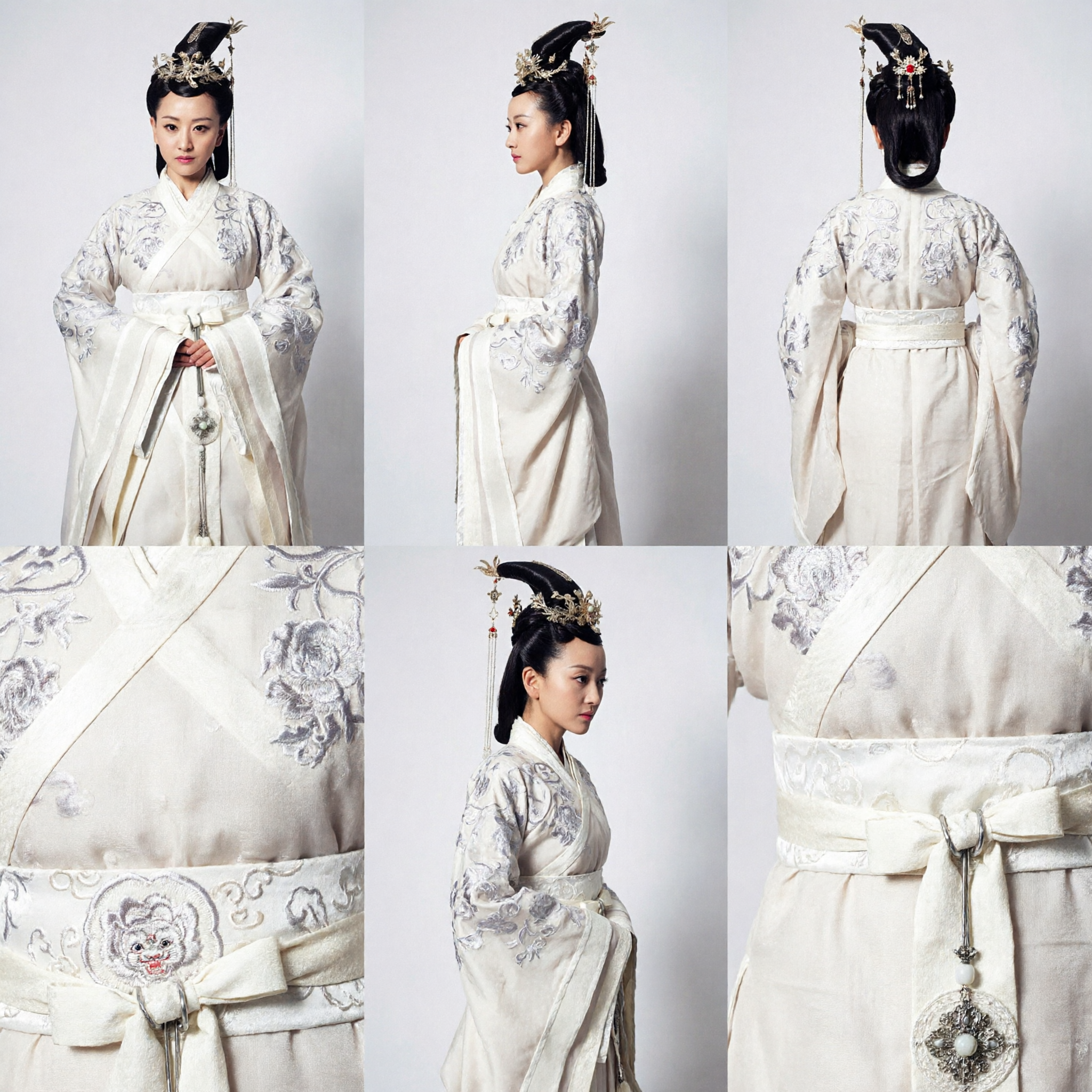 Traditional Chinese Hanfu Ancient Costume White Embroidered Robe Elegant Princess Dress for Women Cosplay - Asian Costume