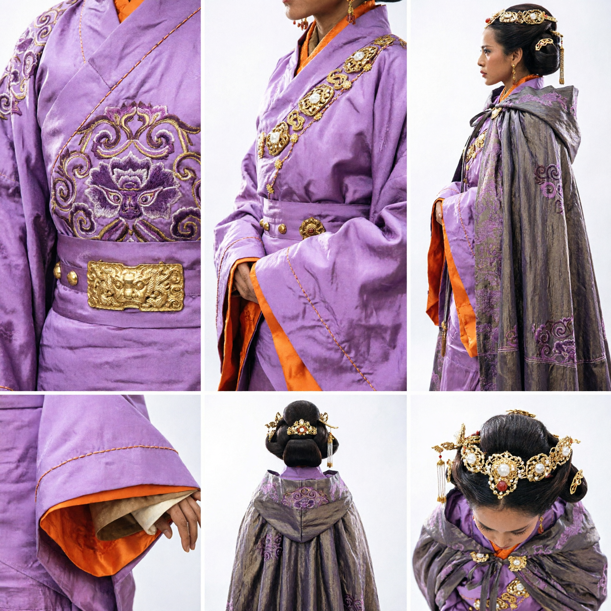 Ancient Chinese Noblewoman Purple Hanfu Dress with Embroidered Cloak Traditional Palace Costume for Women Cosplay - Asian Costume