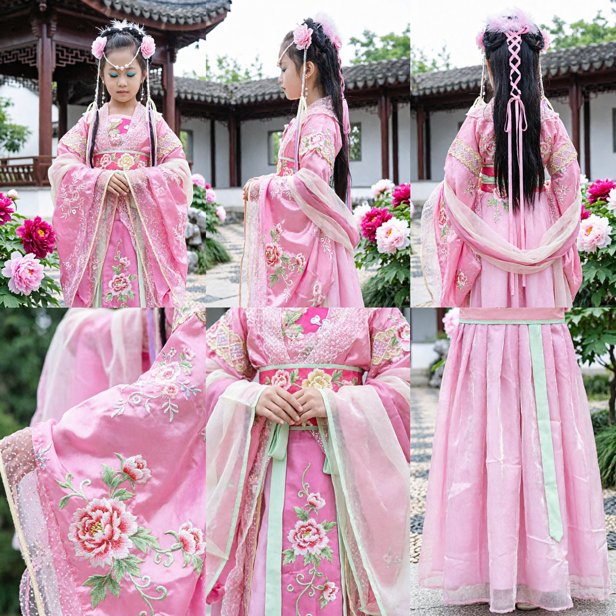 Pink Ancient Chinese Hanfu Fairy Dress for Kids Girls Traditional Princess Costume for Stage Performance - Asian Costume
