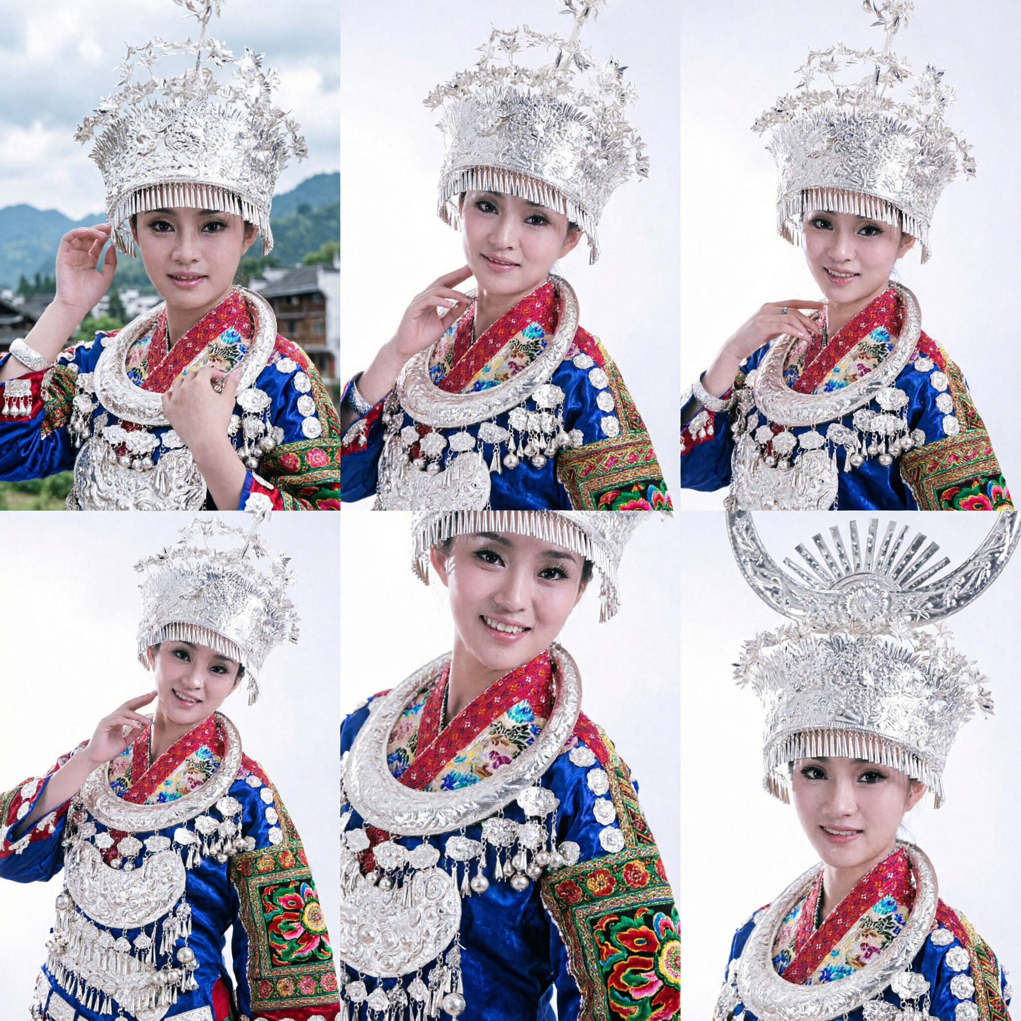 Traditional Chinese Miao Silver Headdress Hmong Ethnic Crown Headpiece for Women Folk Dance Performance - Asian Costume