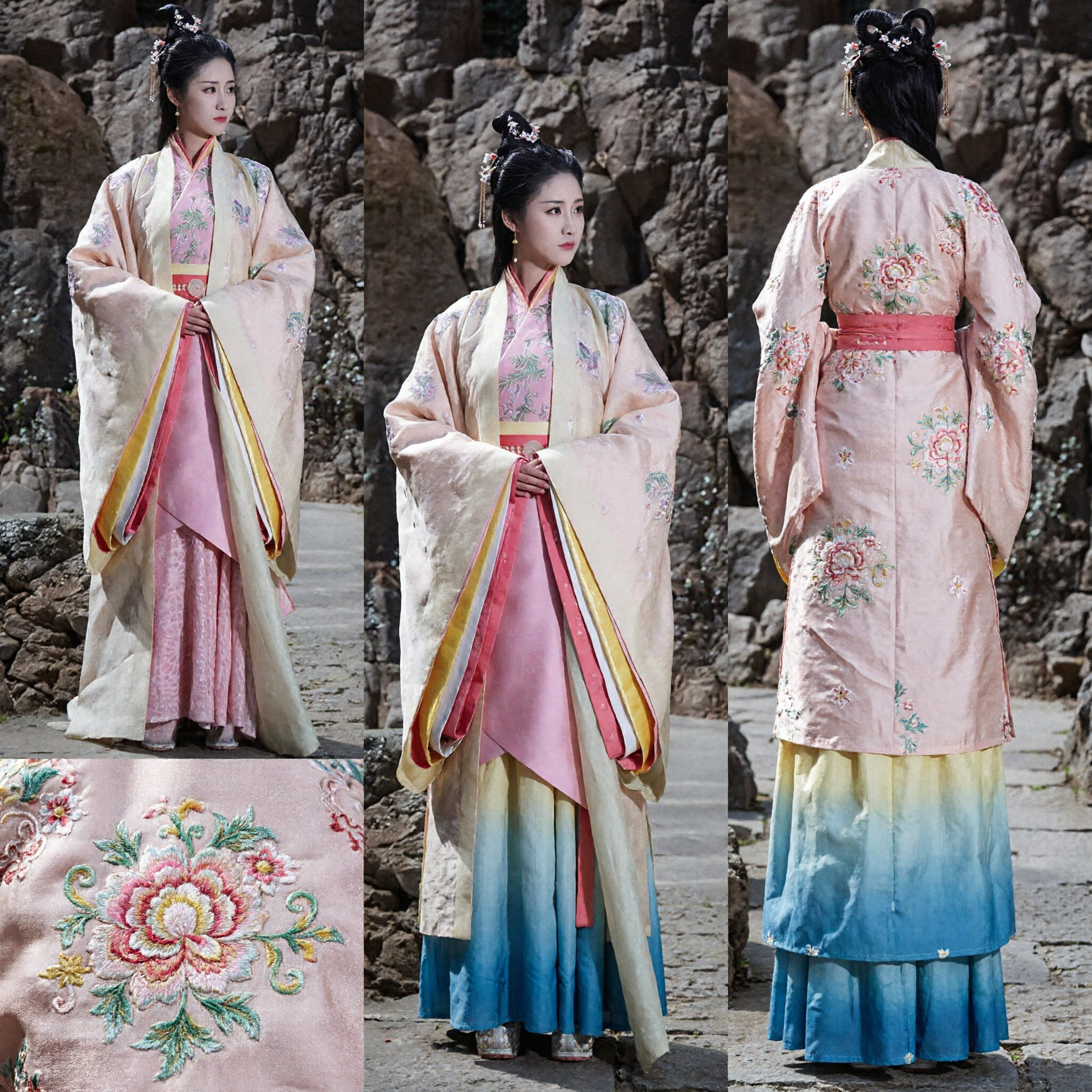 Traditional Ancient Chinese Hanfu Costume Pink Princess Embroidered Robe Elegant Dress for Women Cosplay Party - Asian Costume