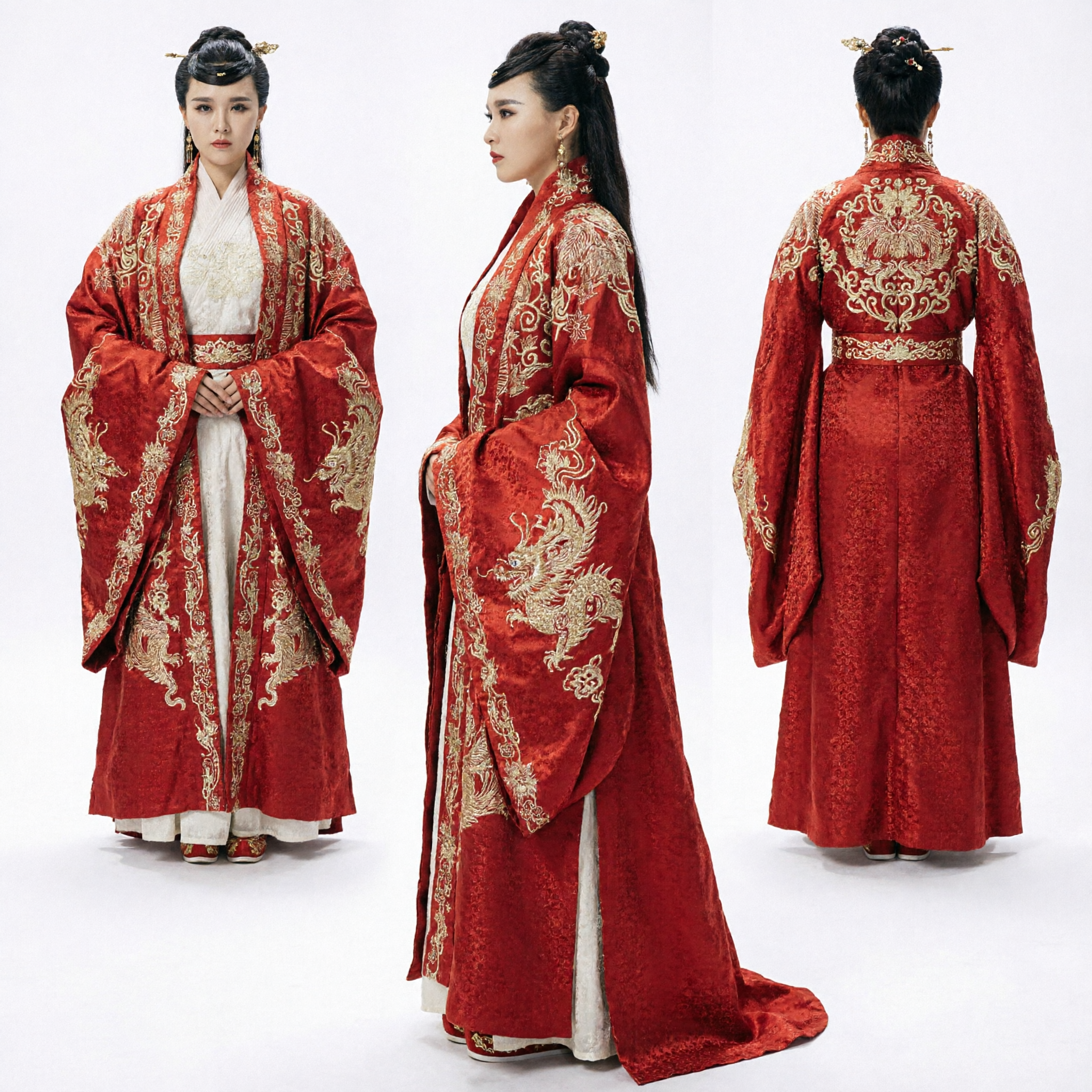 Traditional Chinese Ancient Costume Women Red Embroidered Hanfu Robe Historical Drama Cosplay Princess Dress for Adults - Asian Costume