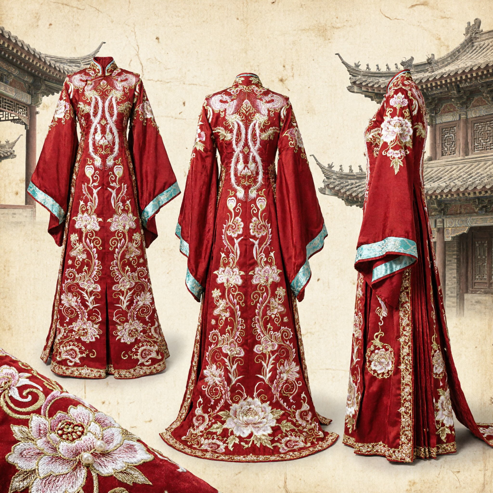 Ancient Chinese Traditional Red Empress Hanfu Dress Embroidered Palace Wedding Costume for Women - Asian Costume