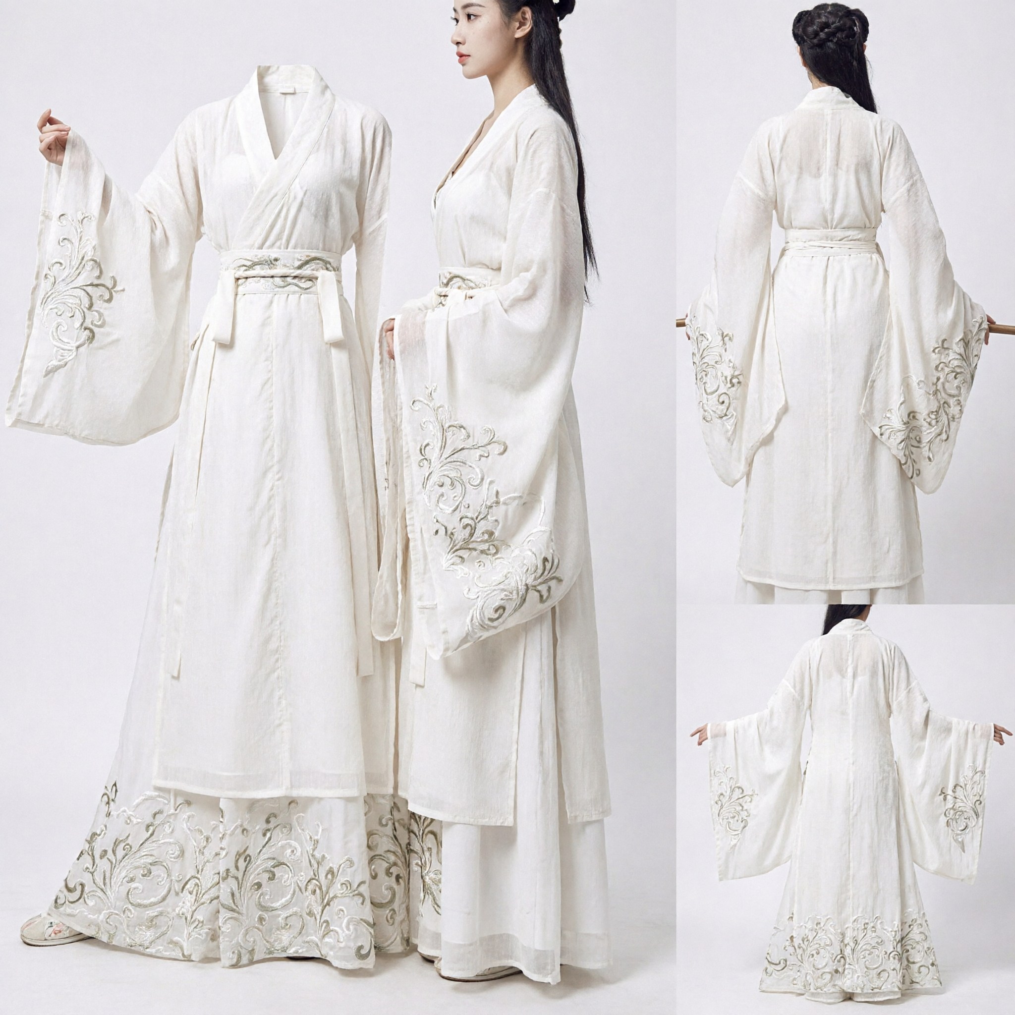 Elegant White Hanfu Traditional Chinese Clothing Ancient Fairy Dress for Women Cosplay Wuxia Xianxia Costume Performance Outfit - Asian Costume
